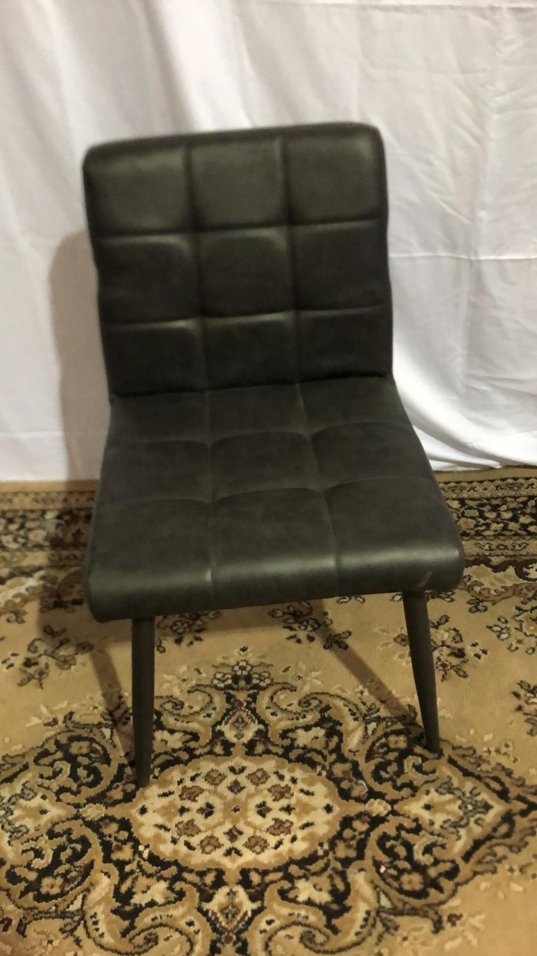 Barca Dining Chair Charcoal With Cushioned And Tufted Upholstery Four Round And Tapered Metal Legs