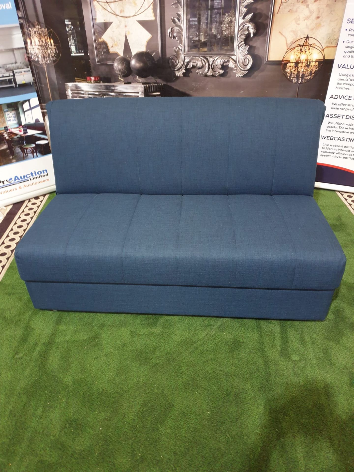 British Made Sofa Bed Dreamworks Metz  Sofabed Lanford Blue Upholstered Sofabed UK made part of - Image 2 of 3