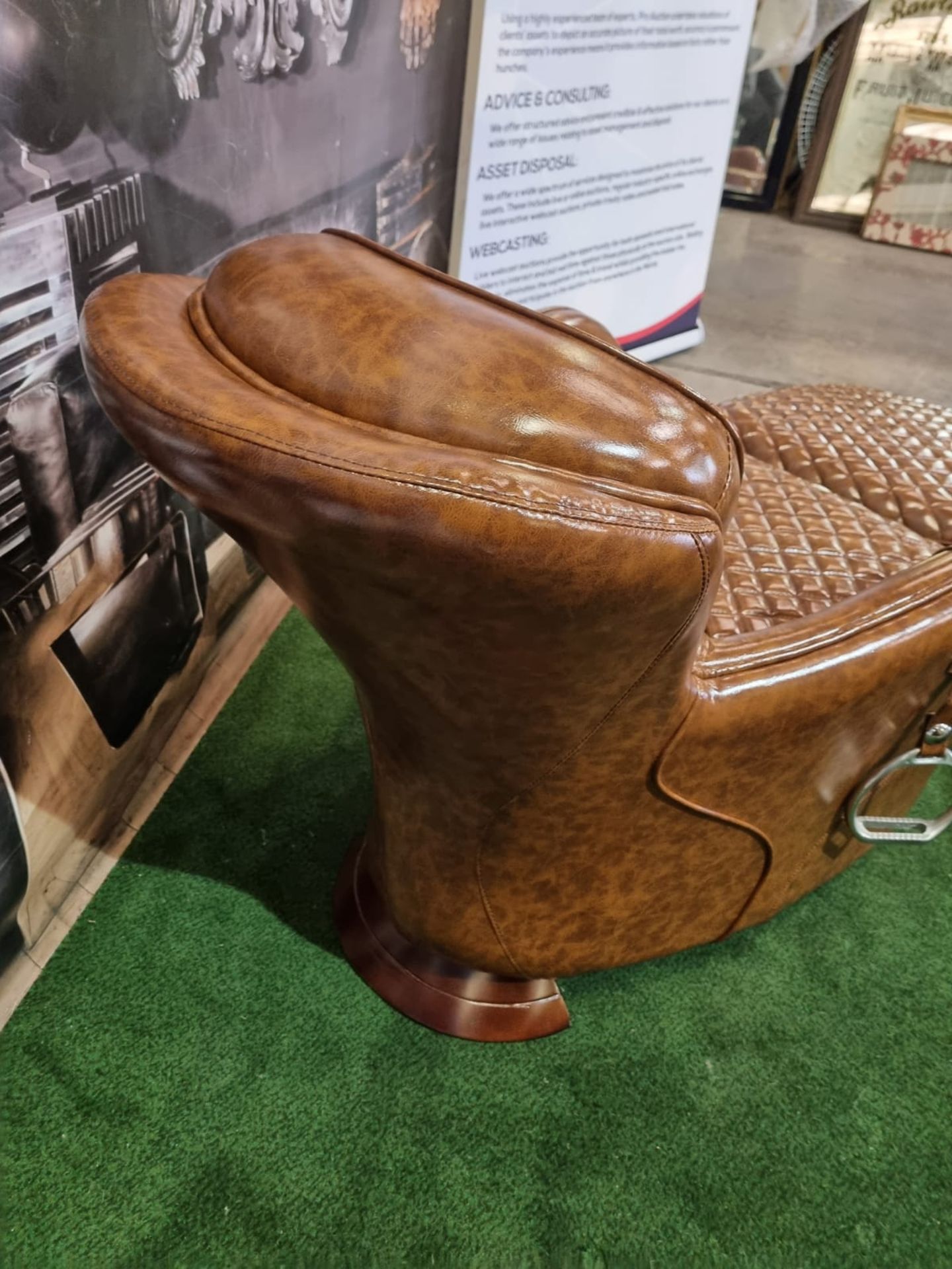 Saddle Chair In Vintage Leather Cigar complete with footstool Inspired by the heritage of equestrian - Image 4 of 7