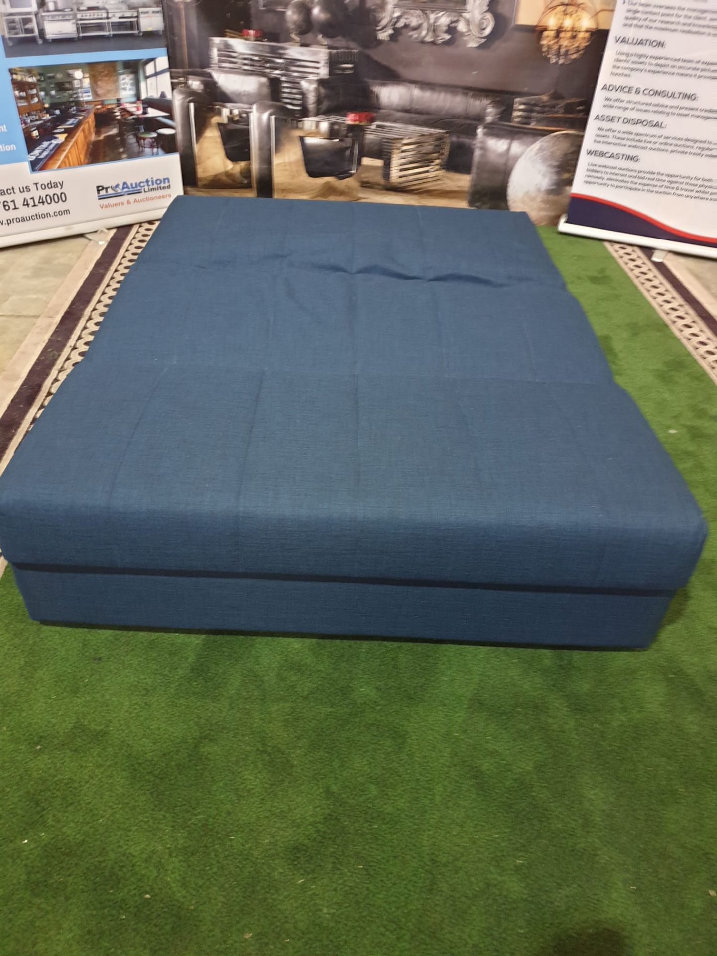 British Made Sofa Bed Dreamworks Metz  Sofabed Lanford Blue Upholstered Sofabed UK made part of - Image 3 of 3