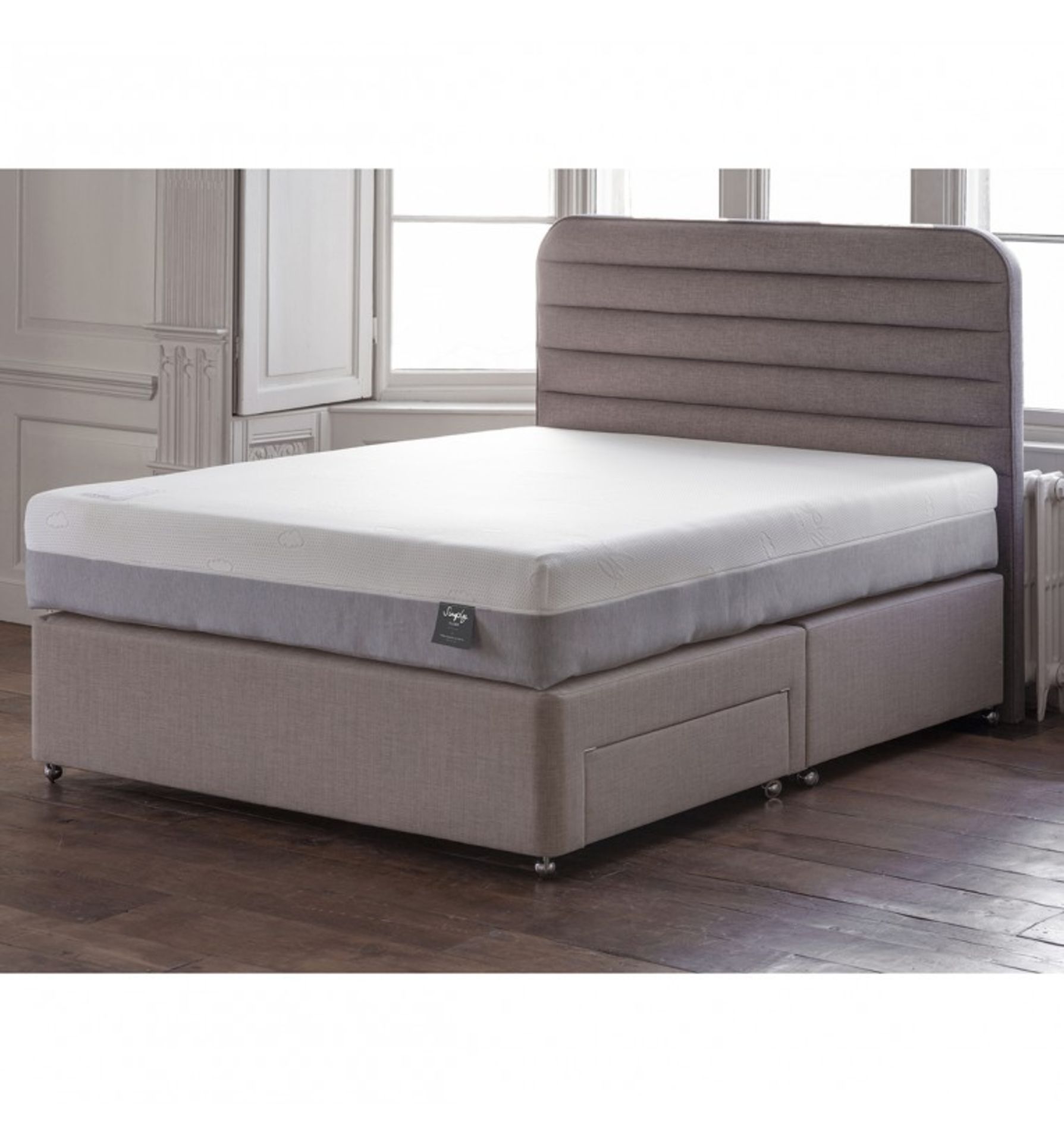 Simply Sleep Superior 2 Drawer Divan Super King 180x200cm Lnkd Plat Top 13" Modena Stone 2 Drawers