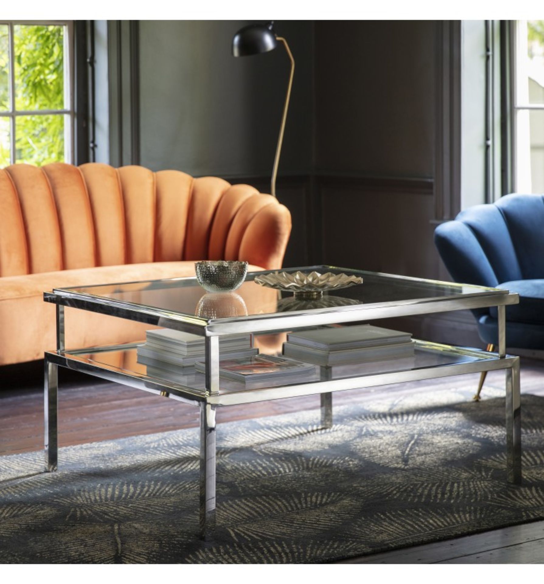 Salerno Coffee Table Silver 580 X 400mm This Two Storey Salerno Sliver Coffee Table Oozes Class