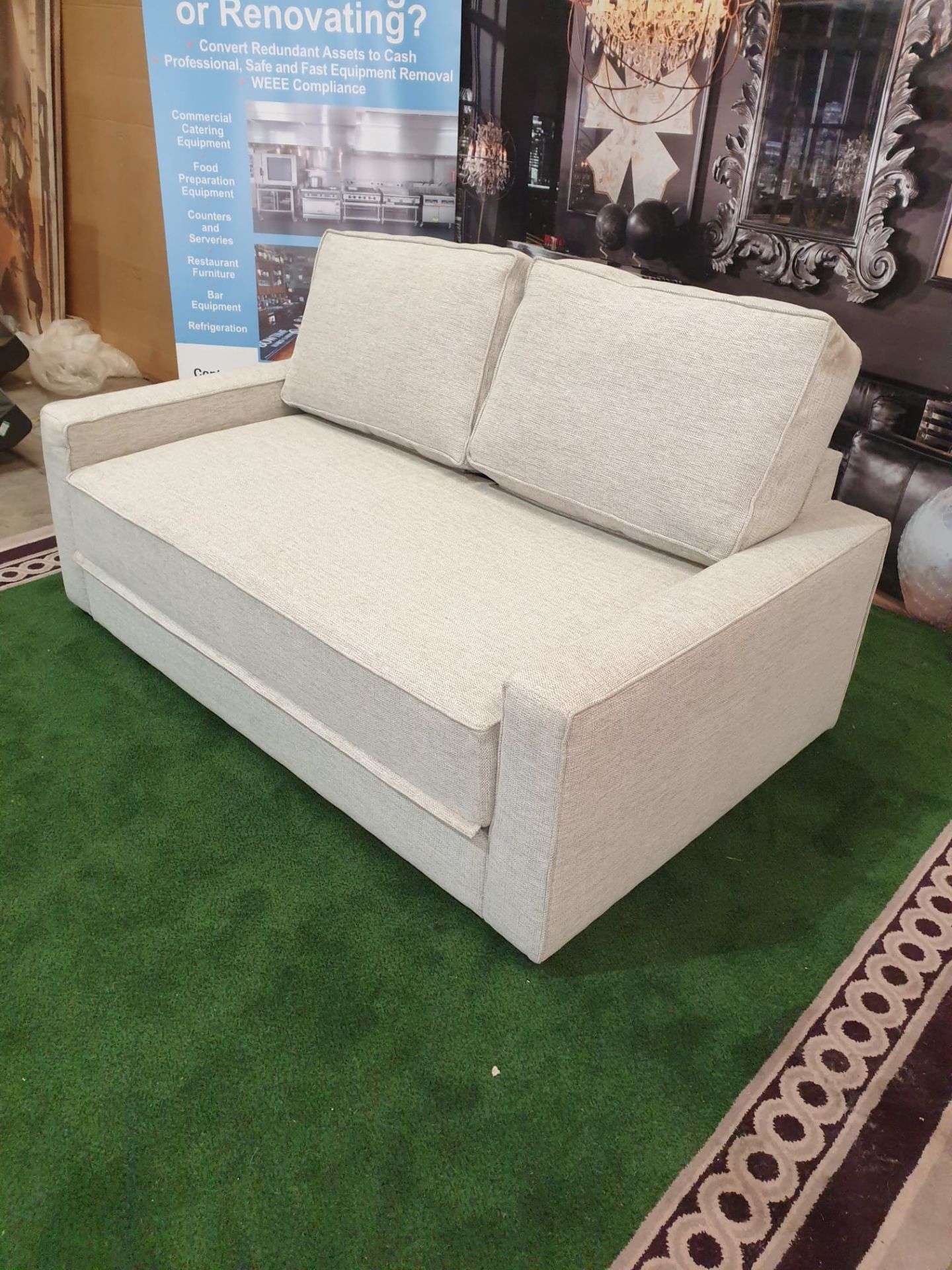 Kingswood Sofa Bed – Beautifully upholstered in light-grey upholstery Space-saving design, both a