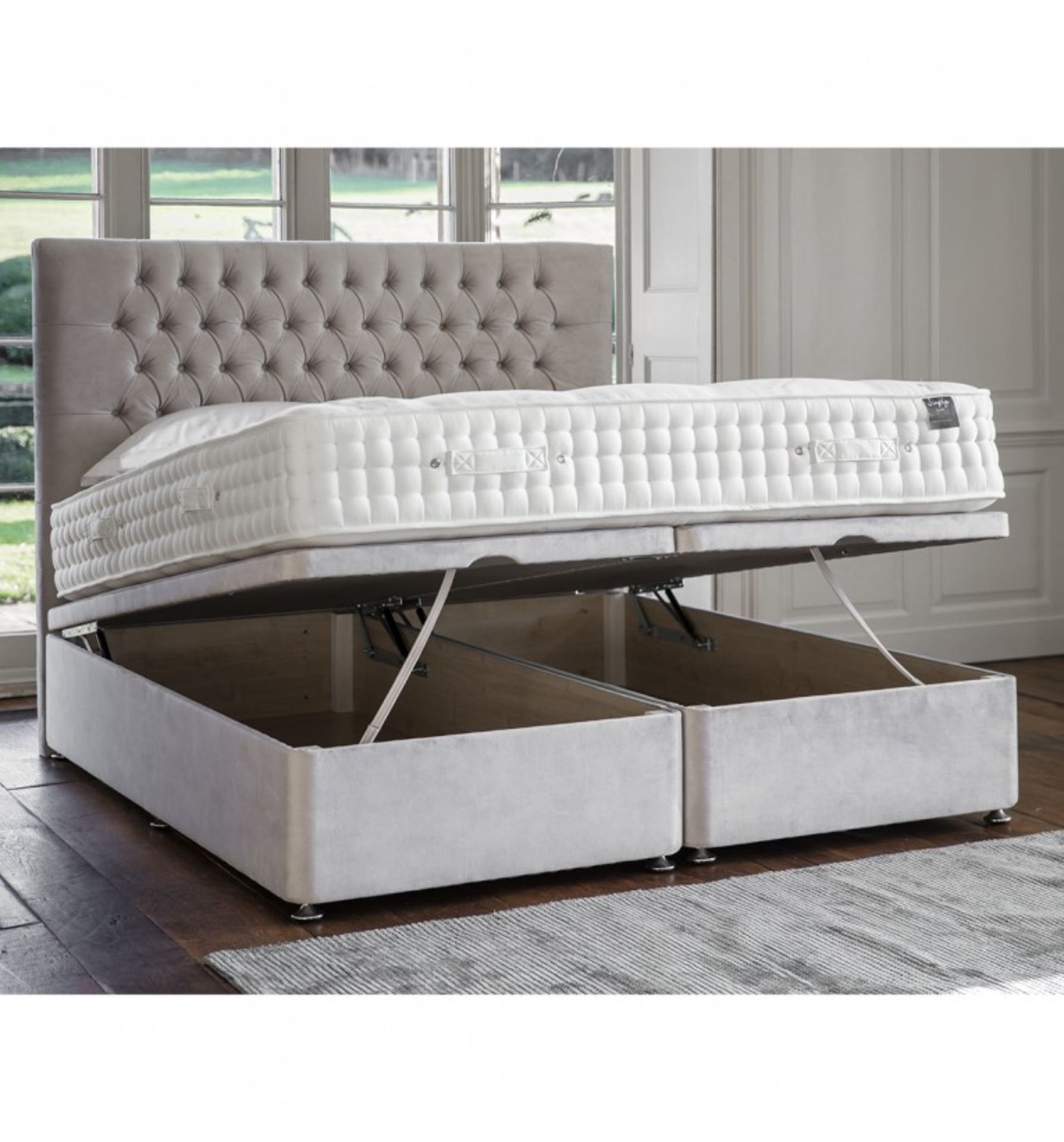 Hudson Living Superior Ottoman 150x180cm Shearwater Lght Grey Hydraulic Pistons Glides as stanard