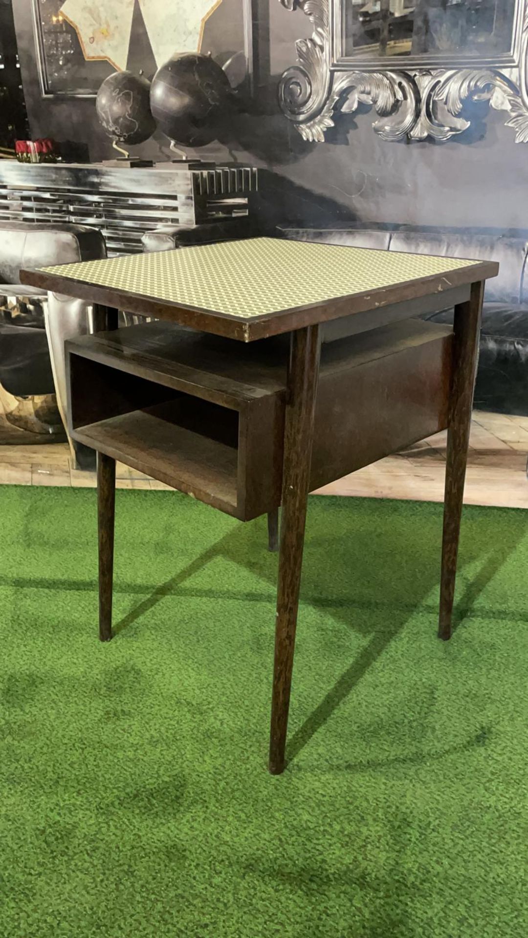 Herringbone Side Table Constructed From A Beech Wood Frame With A Dark Stained Eucalyptus Finish