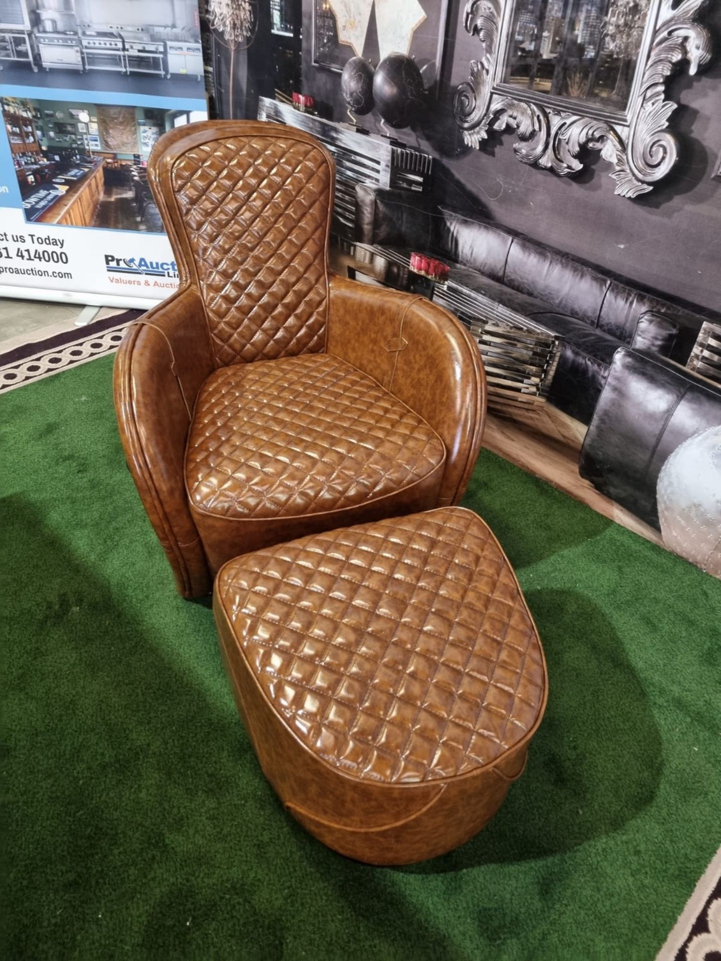 Saddle Chair In Vintage Leather Cigar complete with footstool Inspired by the heritage of equestrian