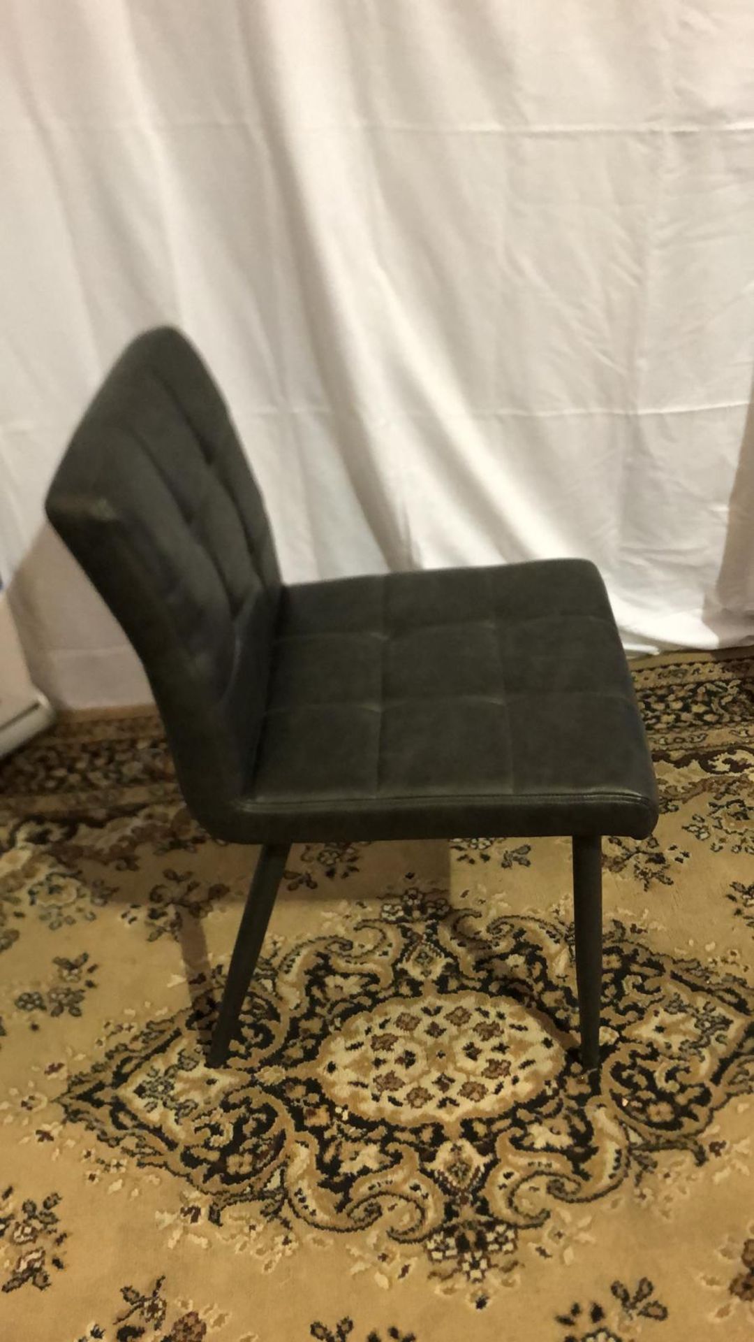 Barca Dining Chair Charcoal With Cushioned And Tufted Upholstery Four Round And Tapered Metal Legs - Image 2 of 3