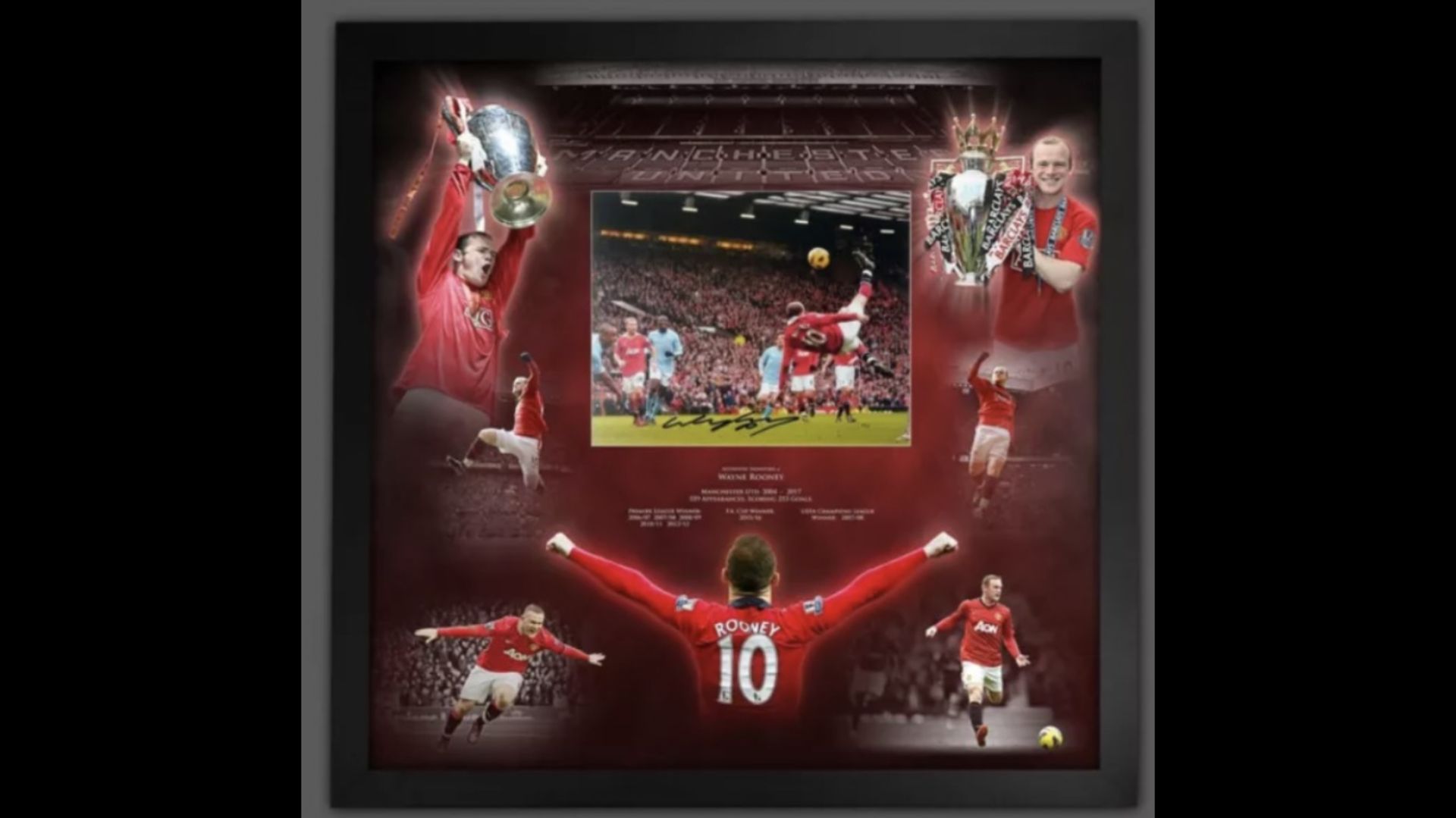 Wayne Rooney Signed And Framed Manchester United Display Supplied with Certificate Of Authenticity