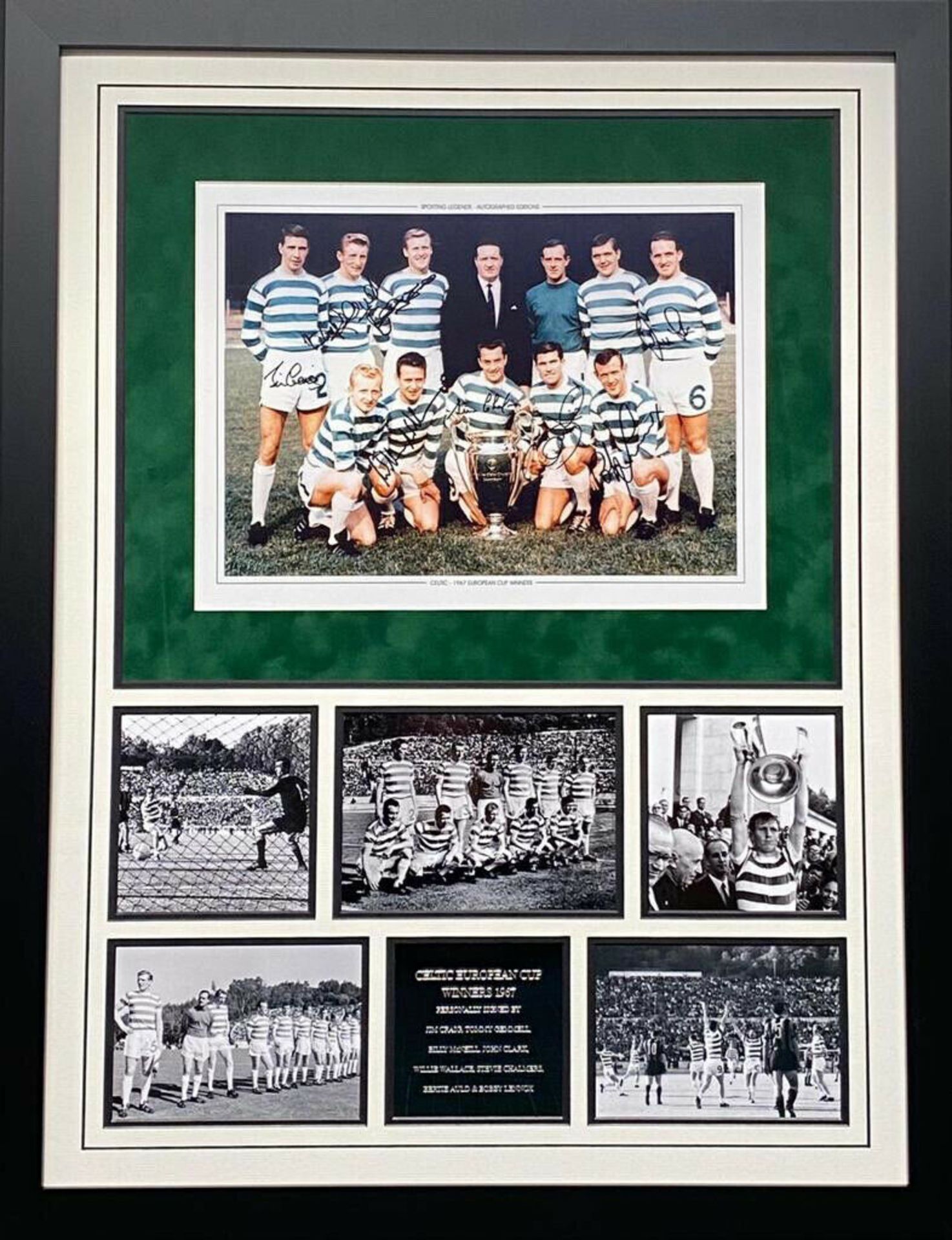 Celtic Lisbons Lions Display Signed By 8 Supplied with Certificate Of Authenticity