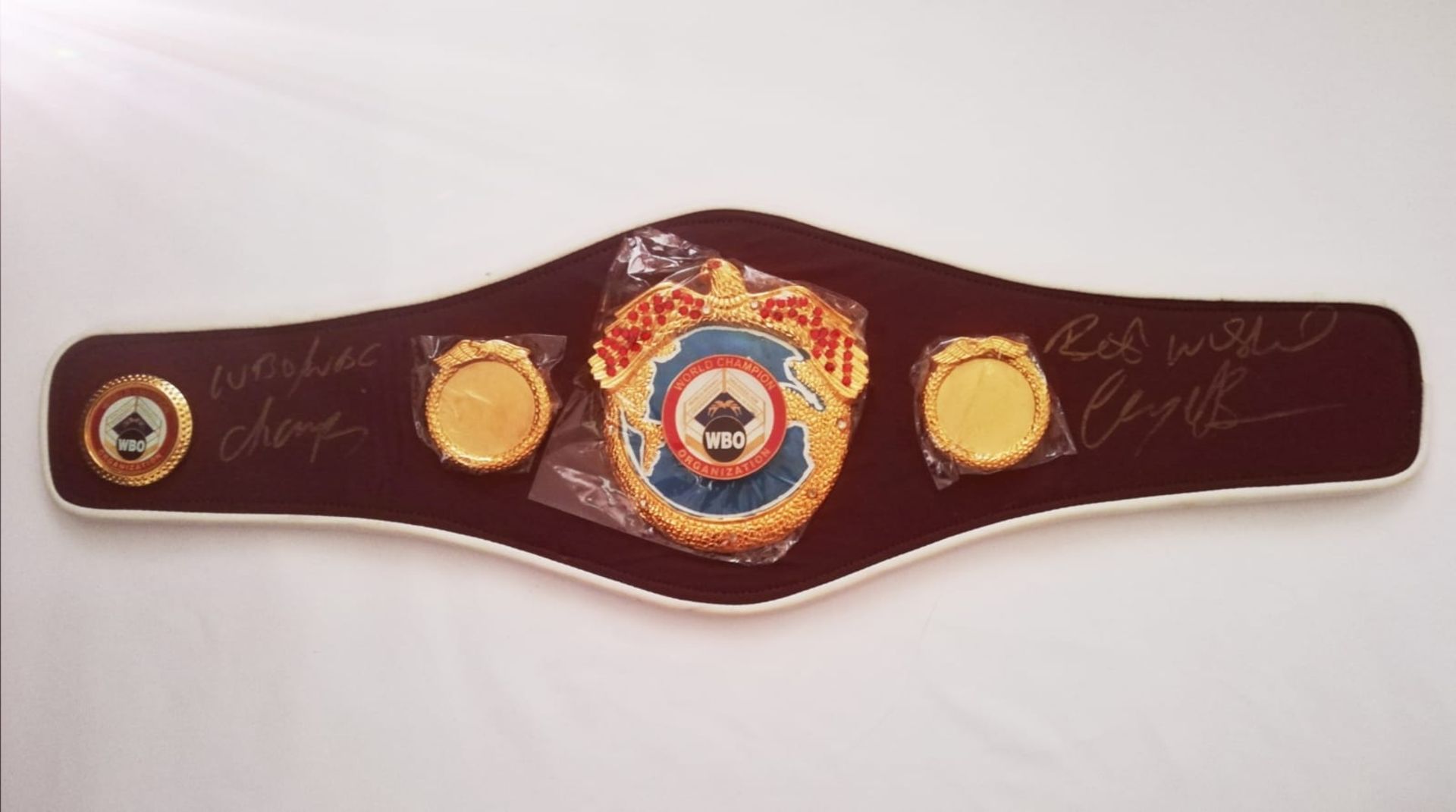 Nigel Benn Signed WBO Mini Belt Supplied with Certificate Of Authenticity