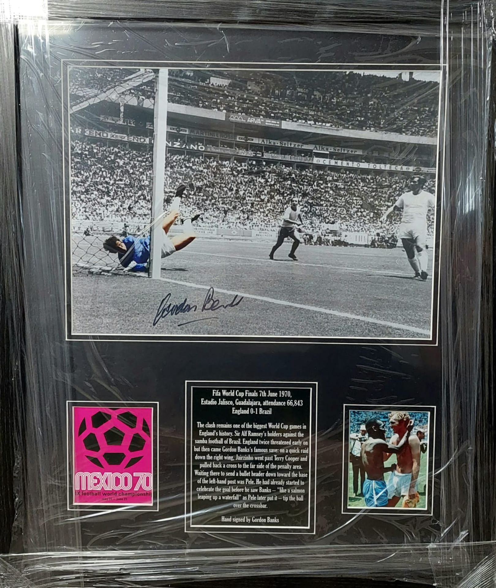 Gordon Banks Signed And Framed World Cup 1970 England Display Supplied with Certificate Of