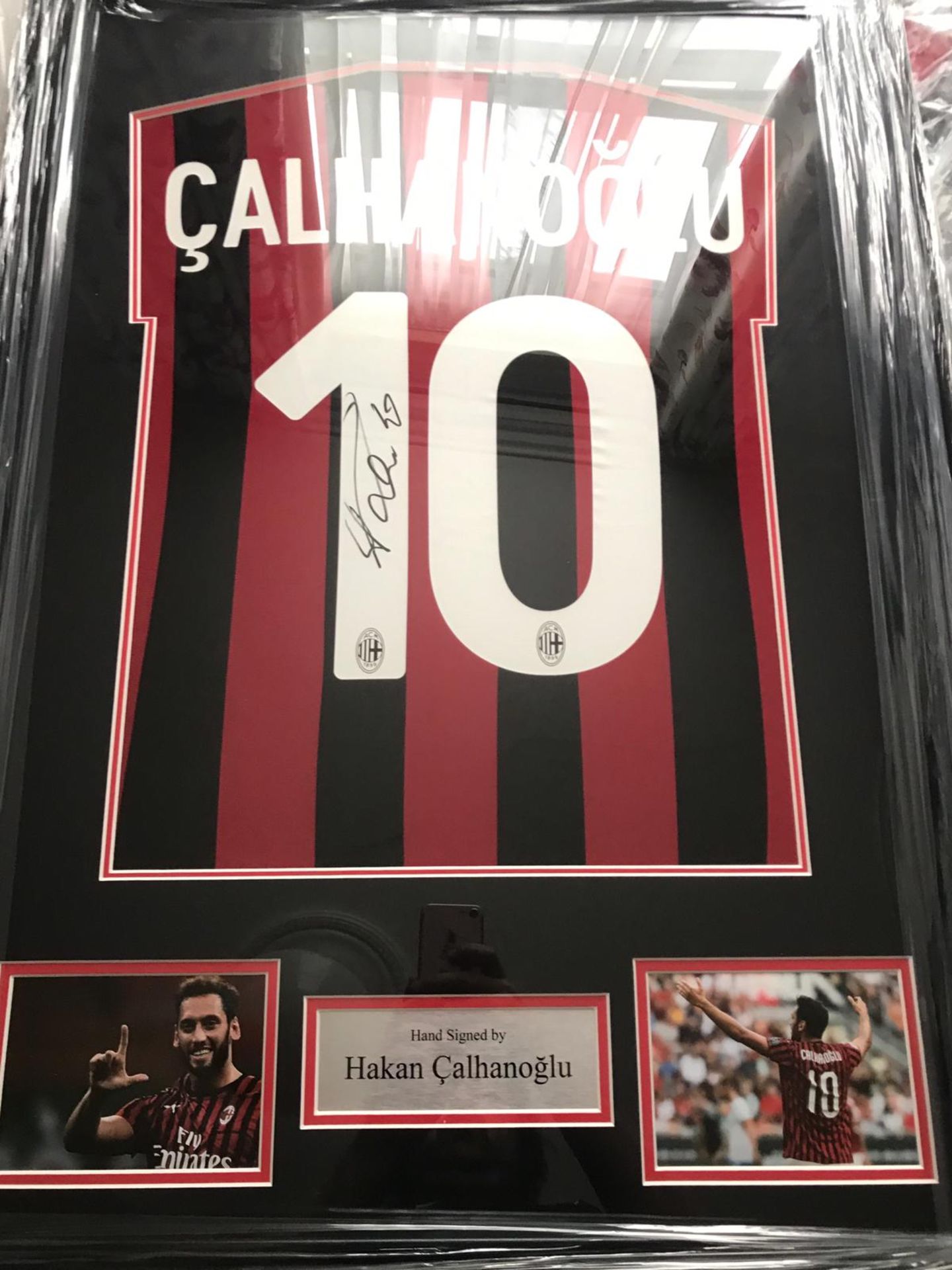 Hakan Calhanoglu Signed And Framed Ac Milan Shirt Supplied with Certificate Of Authenticity