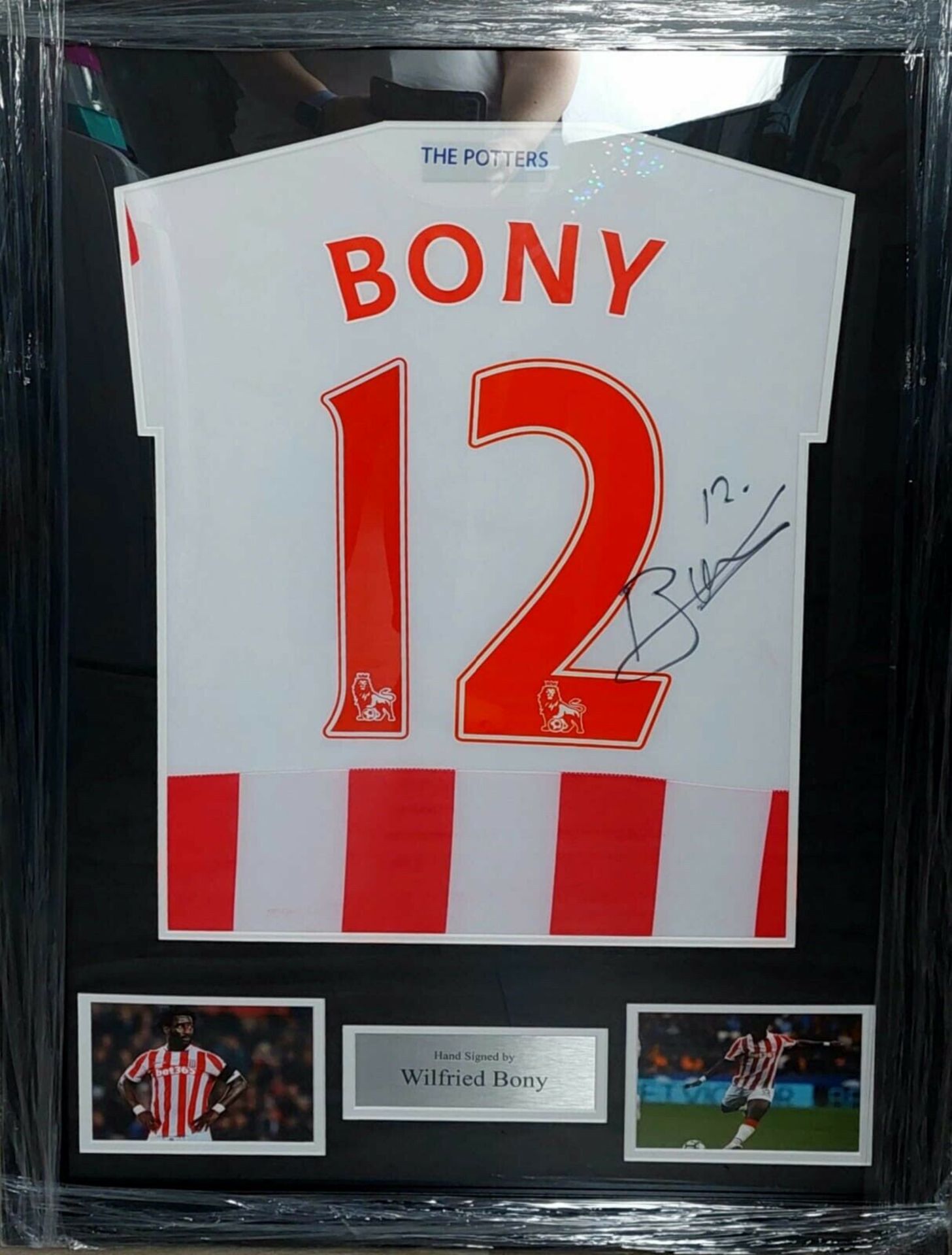 Wilfred Bony Signed And Framed Stoke City Shirt Supplied with Certificate Of Authenticity