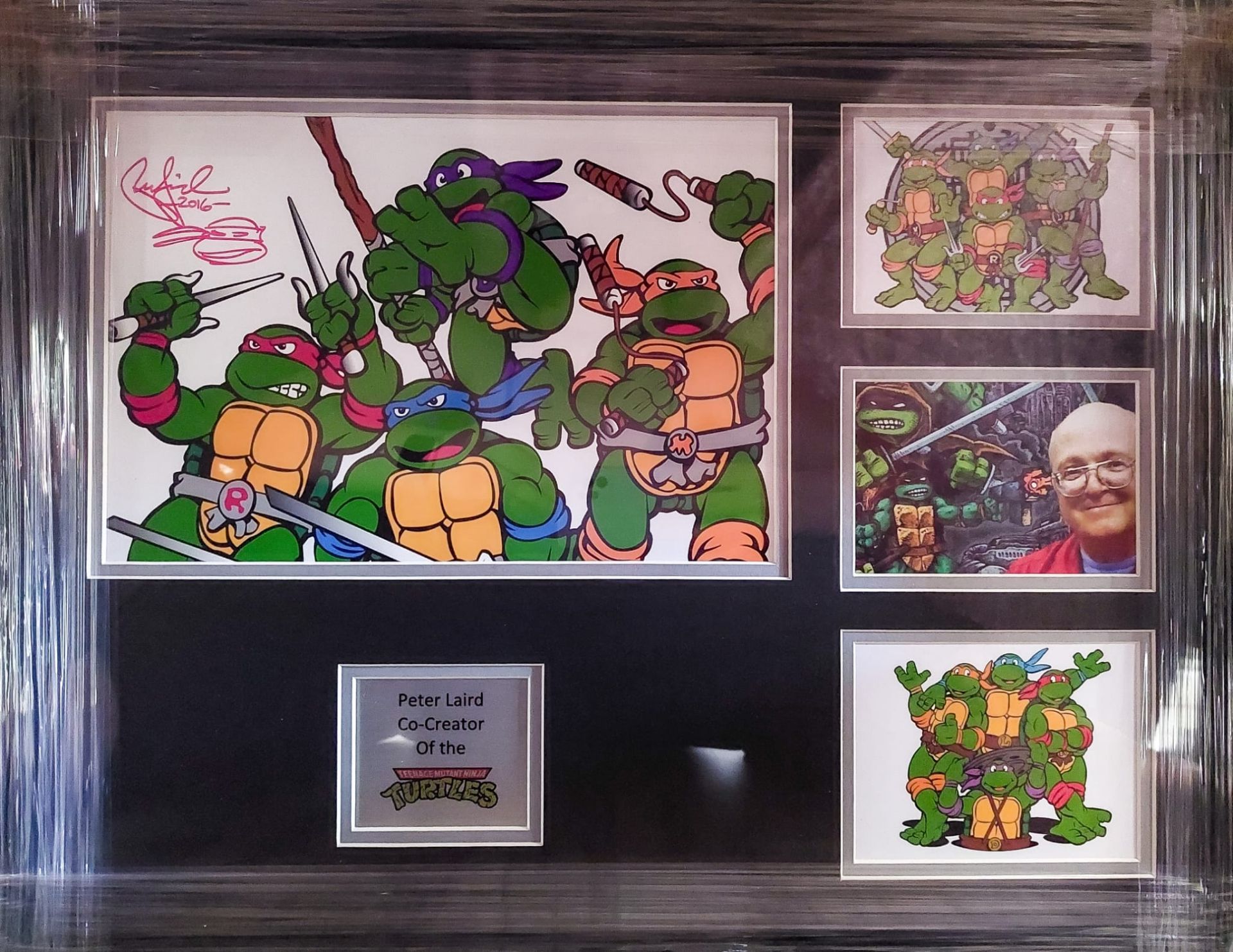 Peter Laird Signed And Framed Teenage Mutant Hero Turtles Display Supplied with Certificate Of