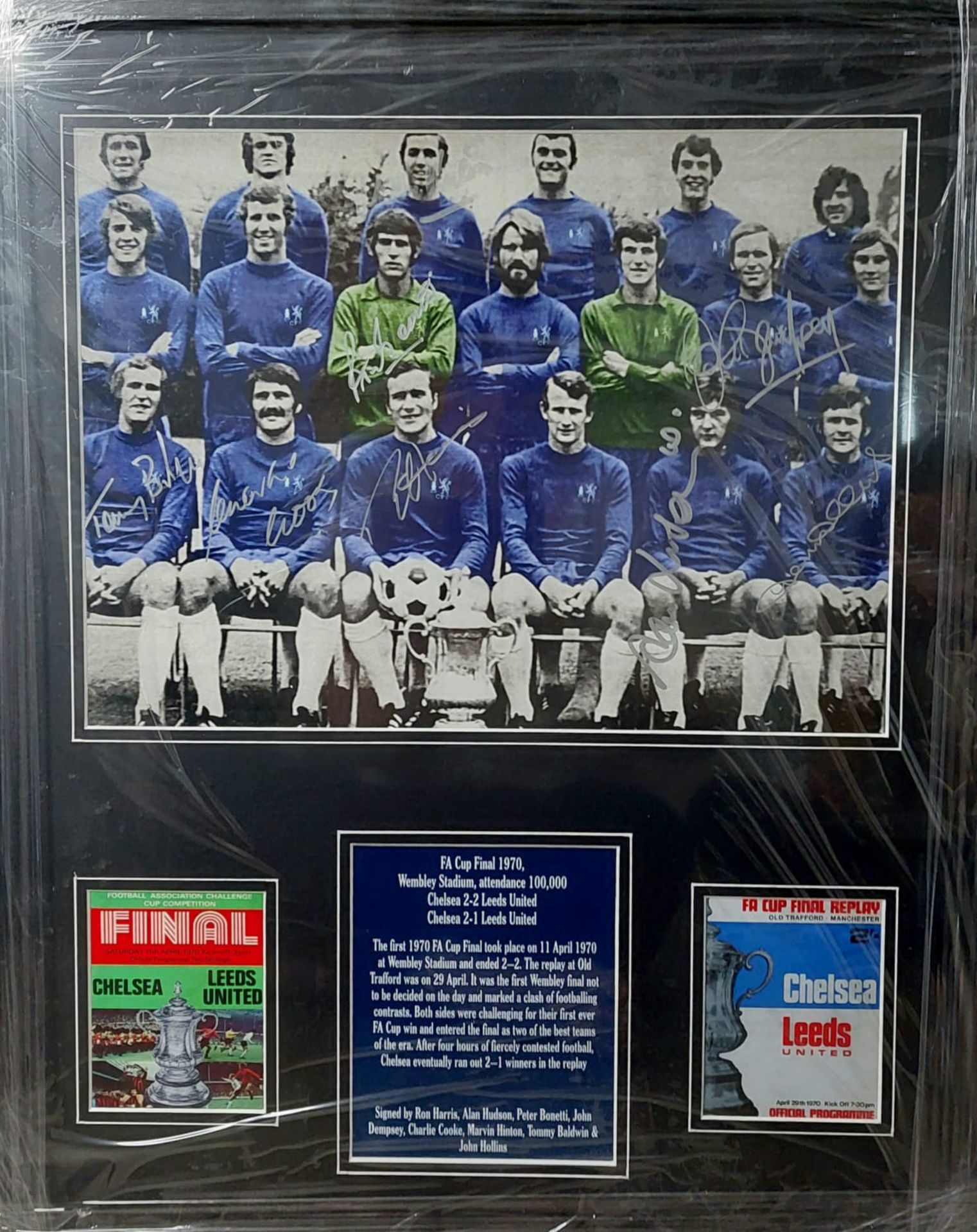 Framed Chelsea 1970 FA Cup Winners Display By 8 Supplied with Certificate Of Authenticity