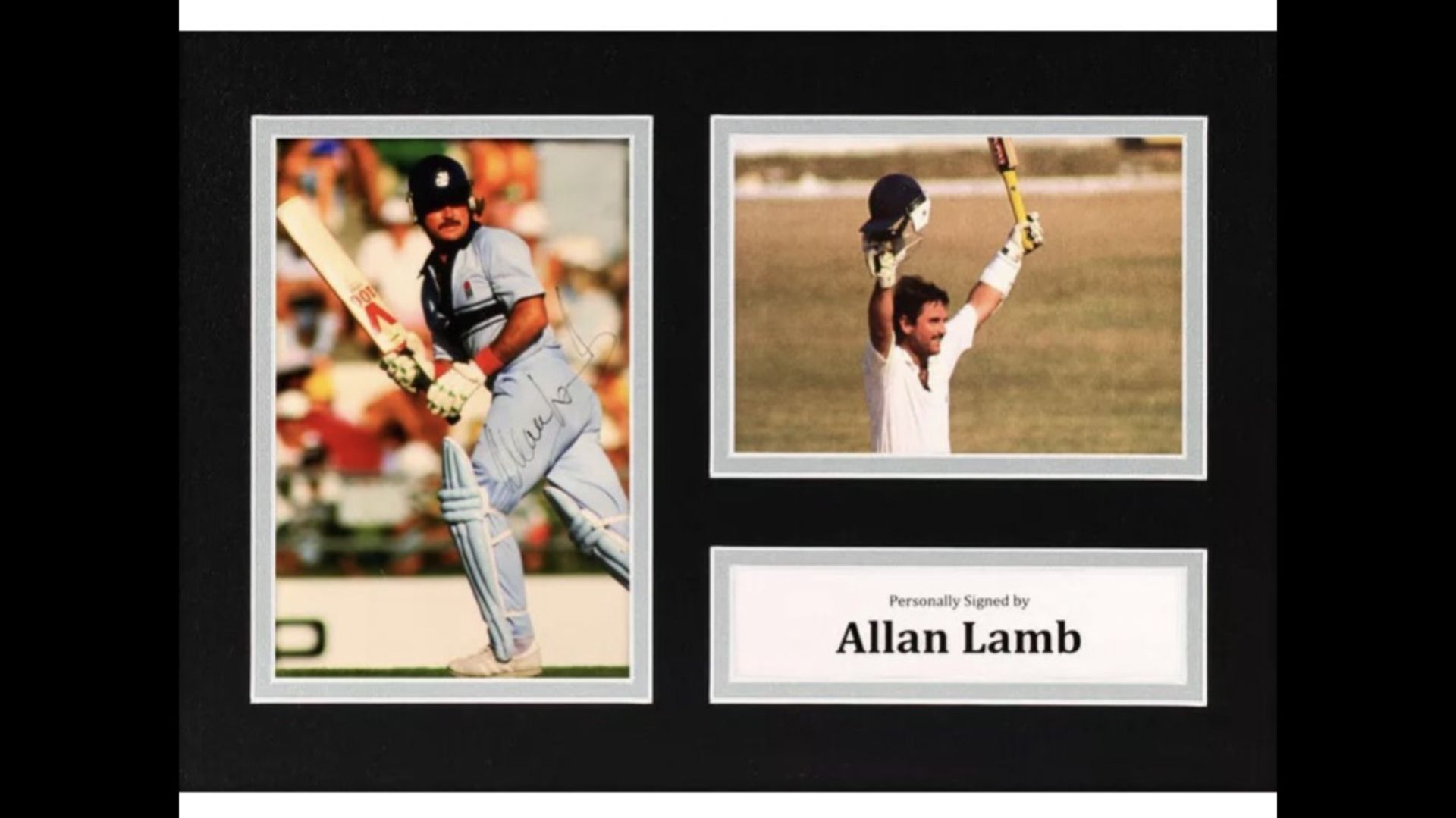 Allen Lamb Mounted Signed England Cricket Photo Supplied with Certificate Of Authenticity