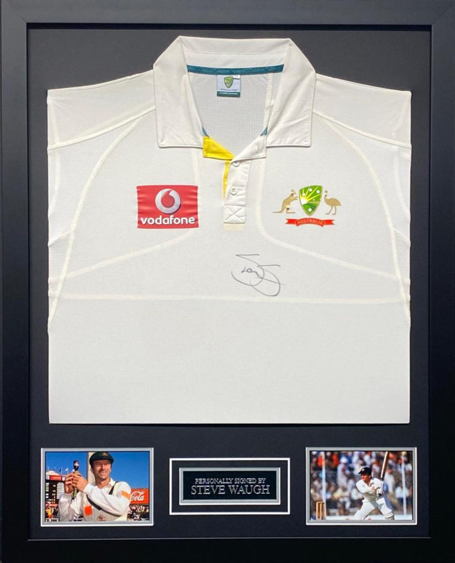 Steve Waugh Signed And Framed Australia Cricket Jersey Supplied with Certificate Of Authenticity
