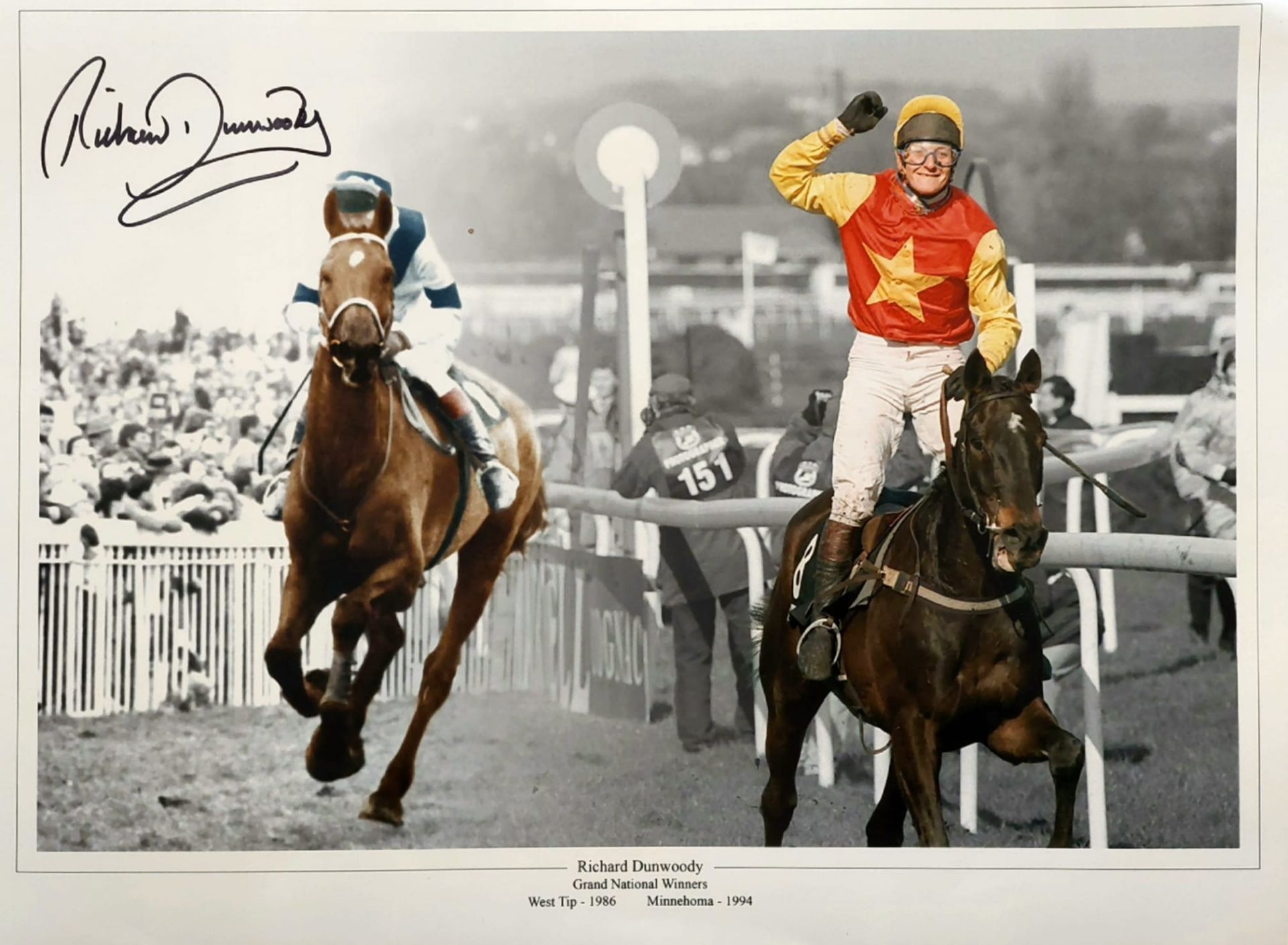 Richard Dunwoody Autograph 16x12 Huge Photo Horse Racing Grand National with certificate of