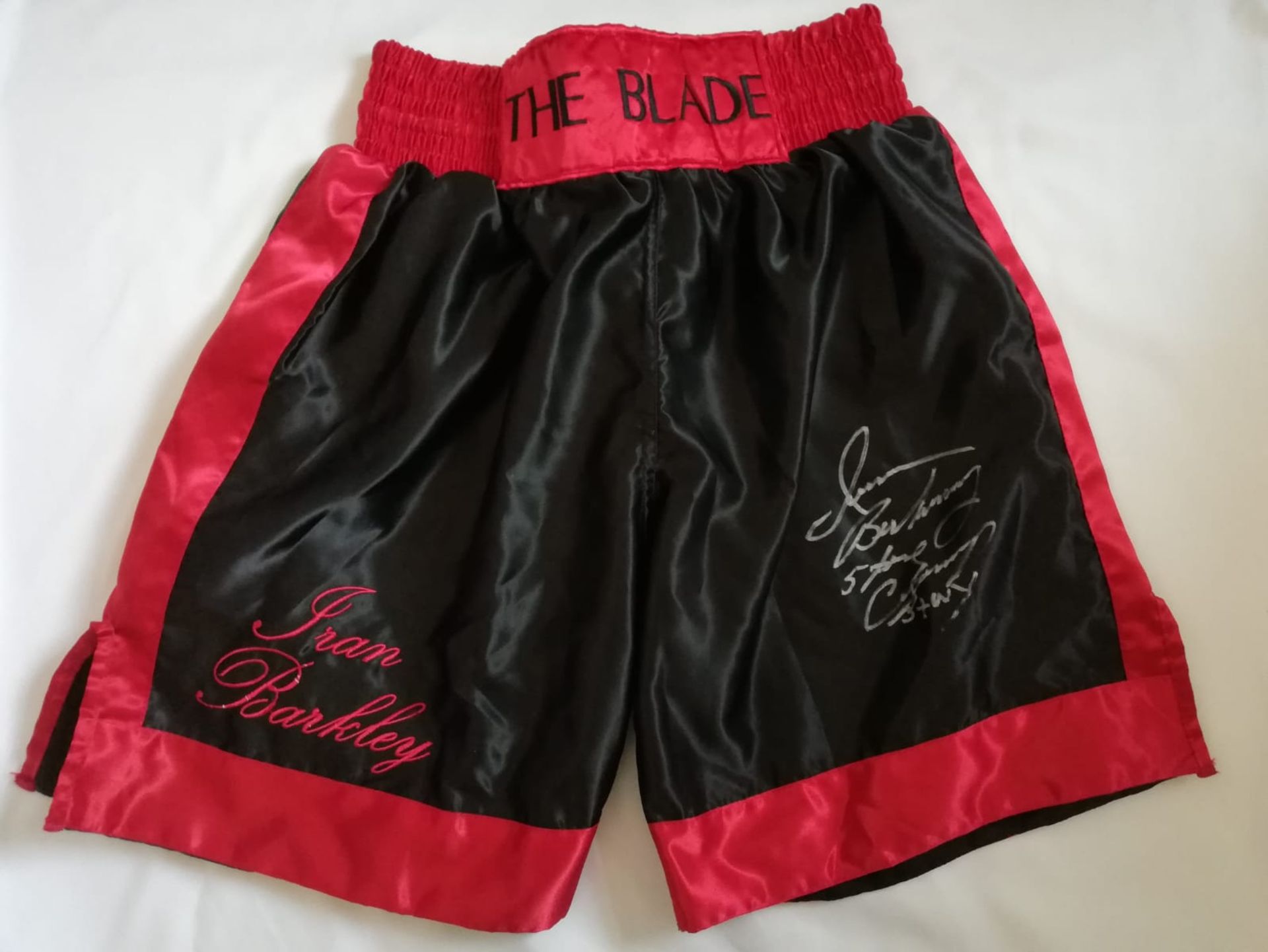 Iran Barkley Signed Boxing Shorts Supplied with Certificate Of Authenticity