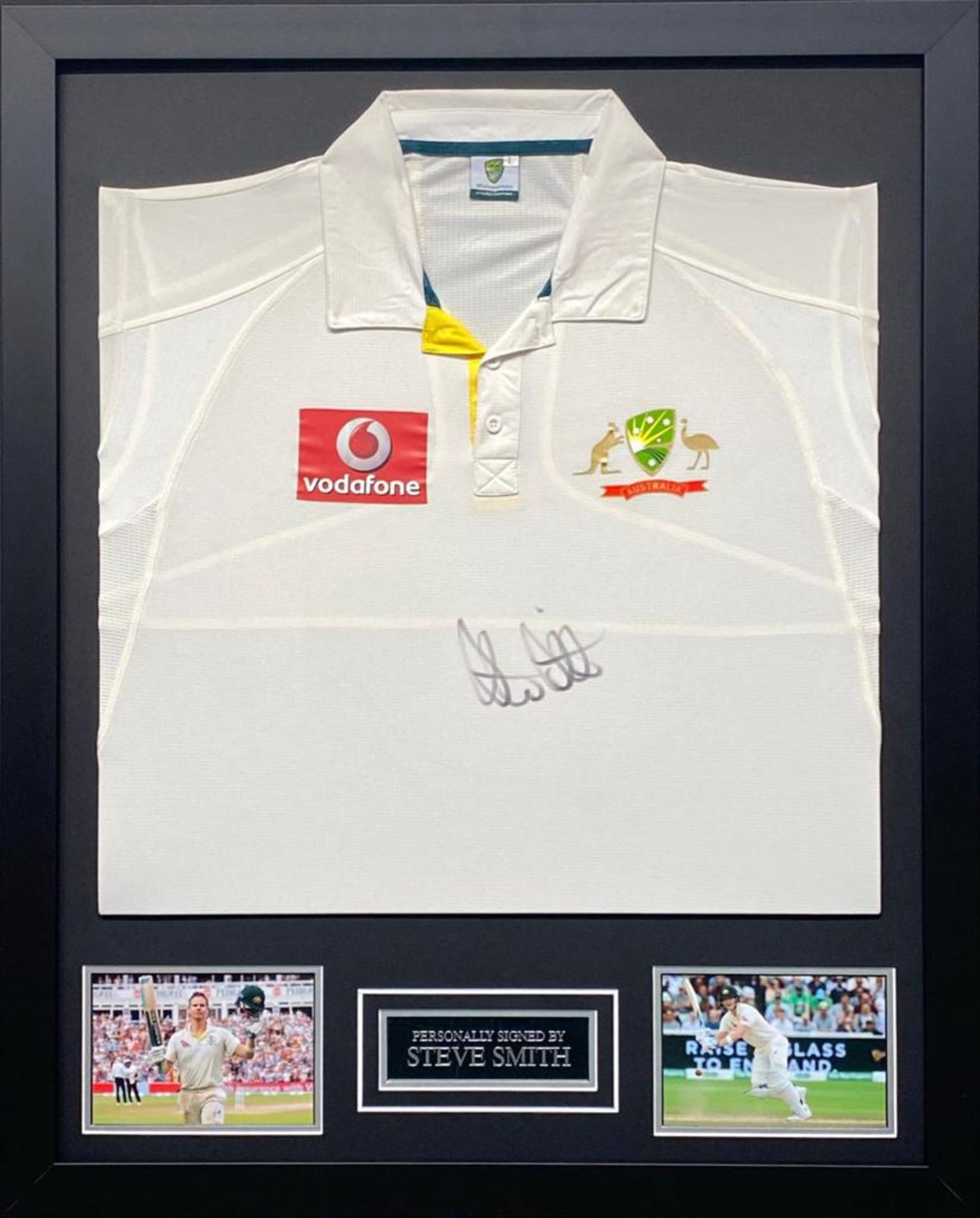 Steve Smith Signed And Framed Australia Cricket Jersey Supplied with Certificate Of Authenticity