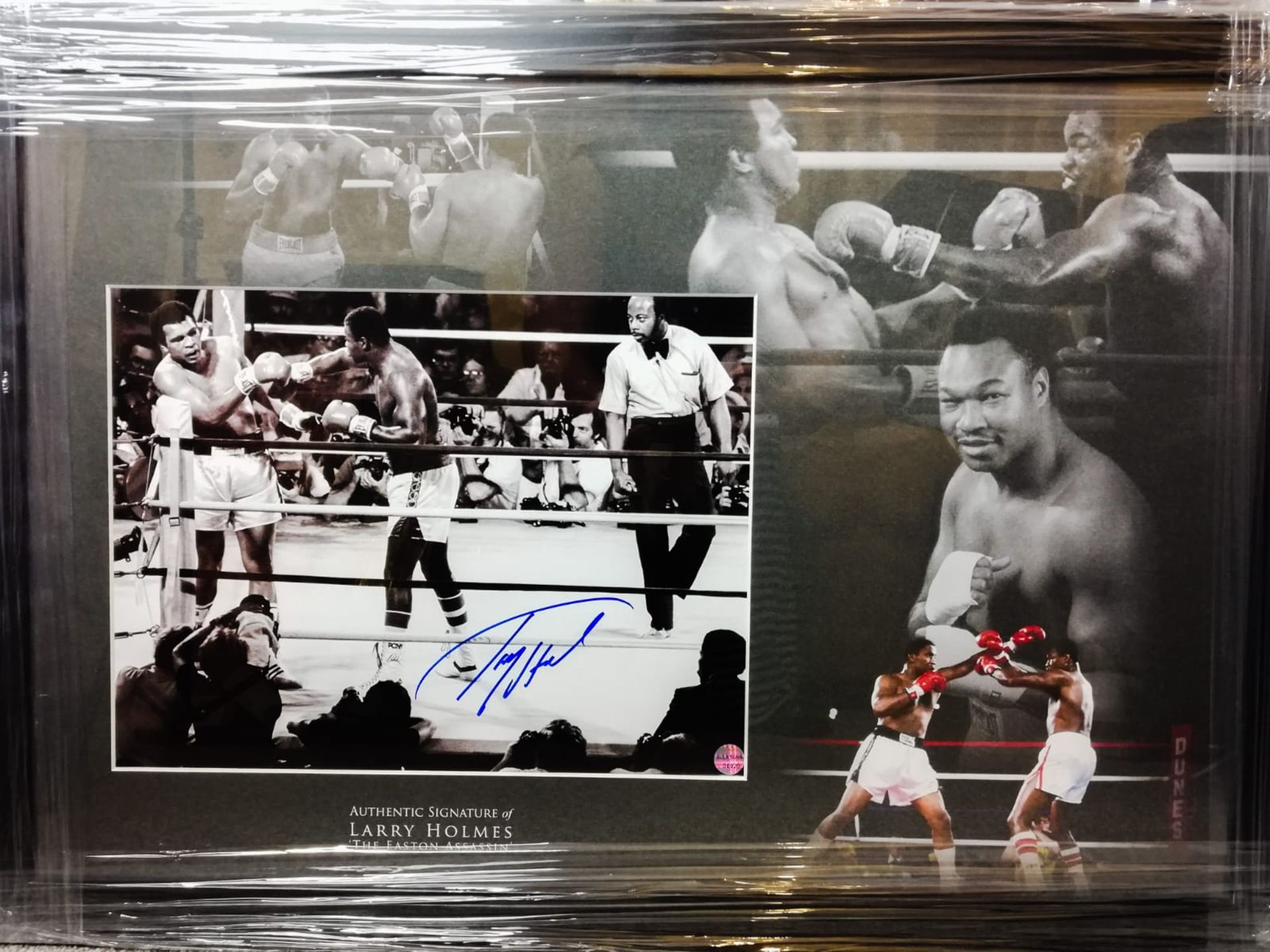 Larry Holmes Signed And Framed Boxing Display Supplied with Certificate Of Authenticity