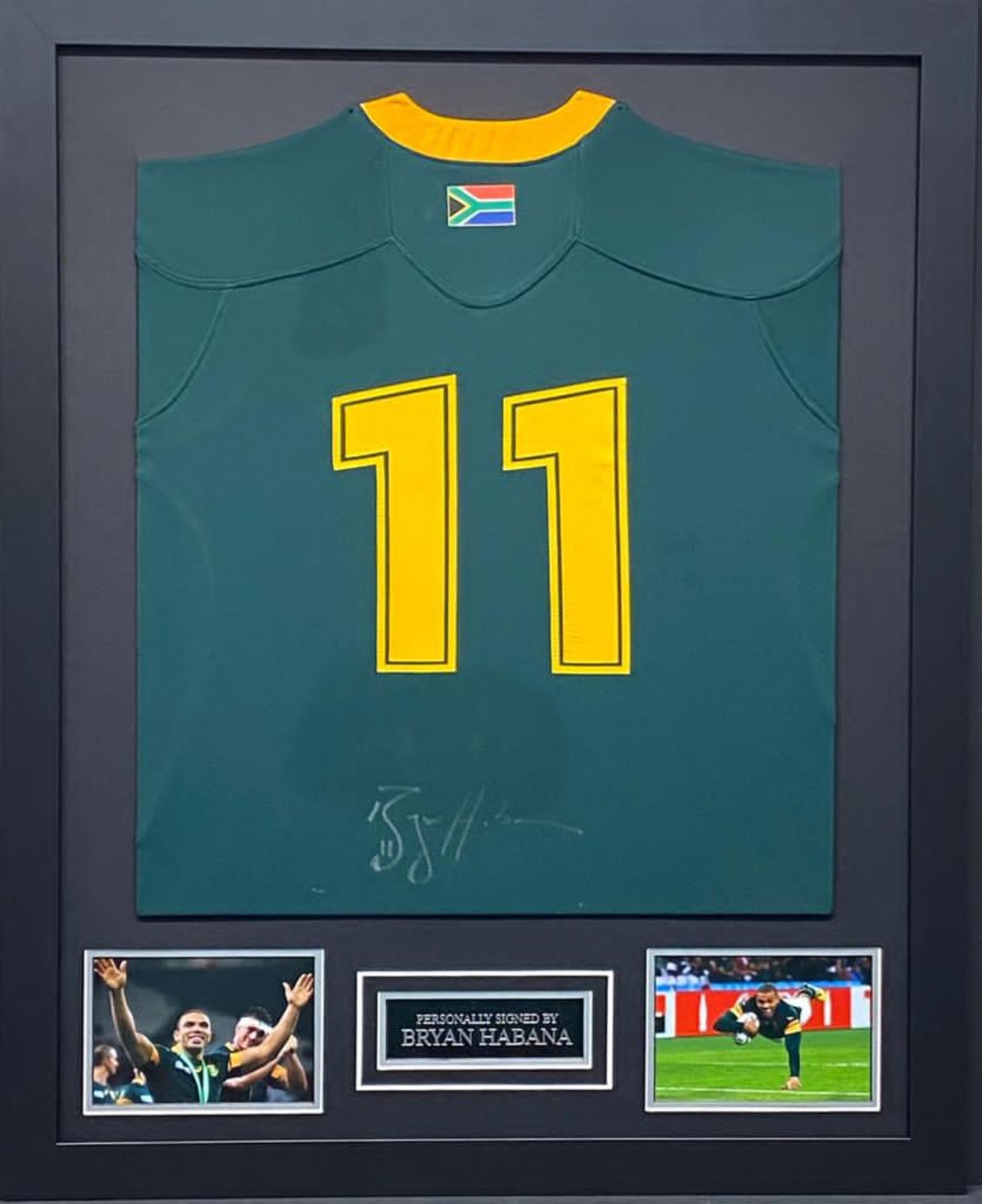 Bryan Habana Signed And Framed South Africa Shirt Supplied with Certificate Of Authenticity