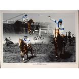 Bob Champion Signed Autograph 16x12 Huge Photo Horse Racing Grand National with certificate of