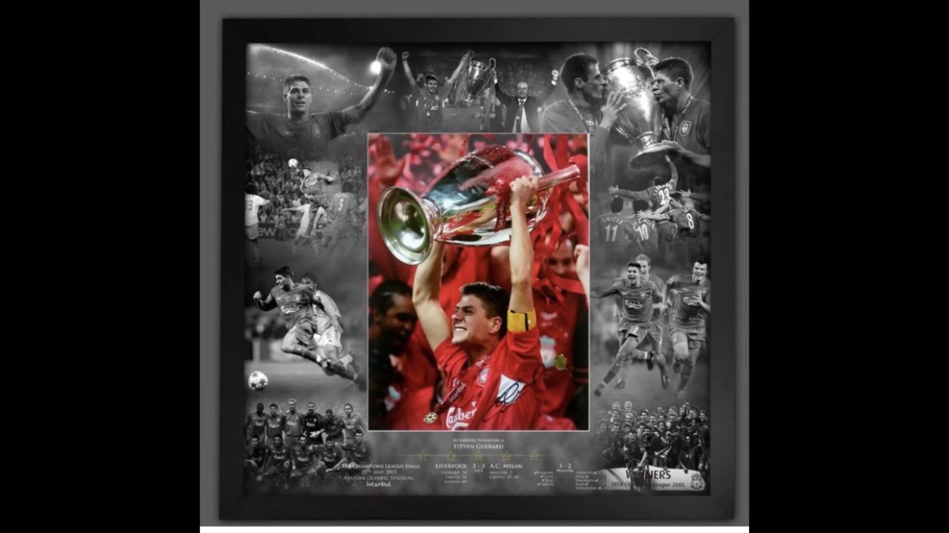Steven Gerrard Signed And Framed Istanbul 2005 Liverpool Display Supplied with Certificate Of