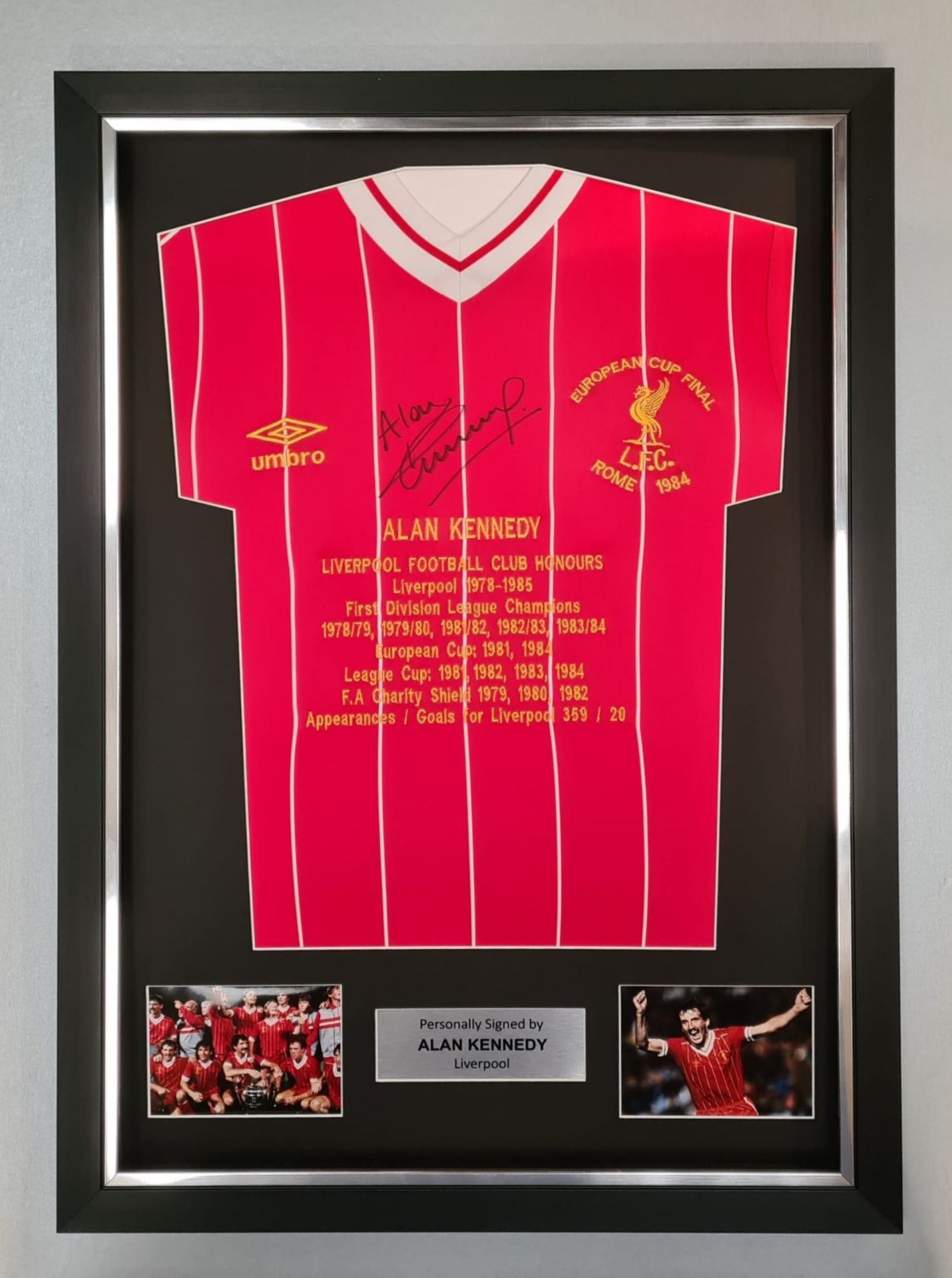 Alan Kennedy Signed And Framed Liverpool Honours Shirt Supplied with Certificate Of Authenticity