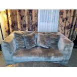 Silver silouhette cruhed velvet cube sofa 170 x 92 x 69cm