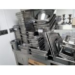 A large quanity of various gastronorm pans