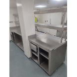 Essex Fabrication stainless steel commercial chef pass two tier heated gantry with work surface, (
