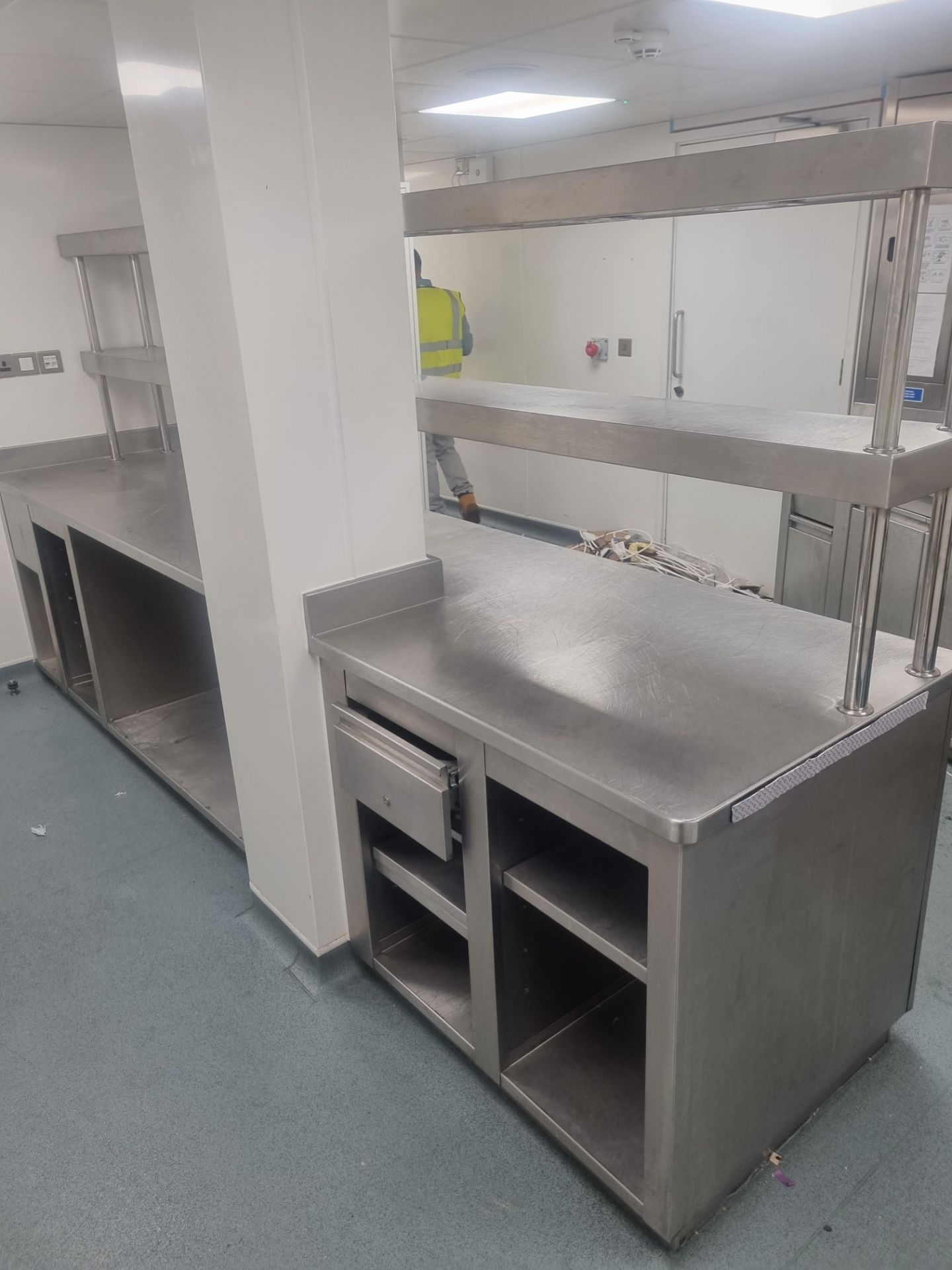 Essex Fabrication stainless steel commercial chef pass two tier heated gantry with work surface, (