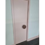 Single door painted pale pink each 82.5 x 45 x 204cm ( Buyers contractor to remove at own cost)