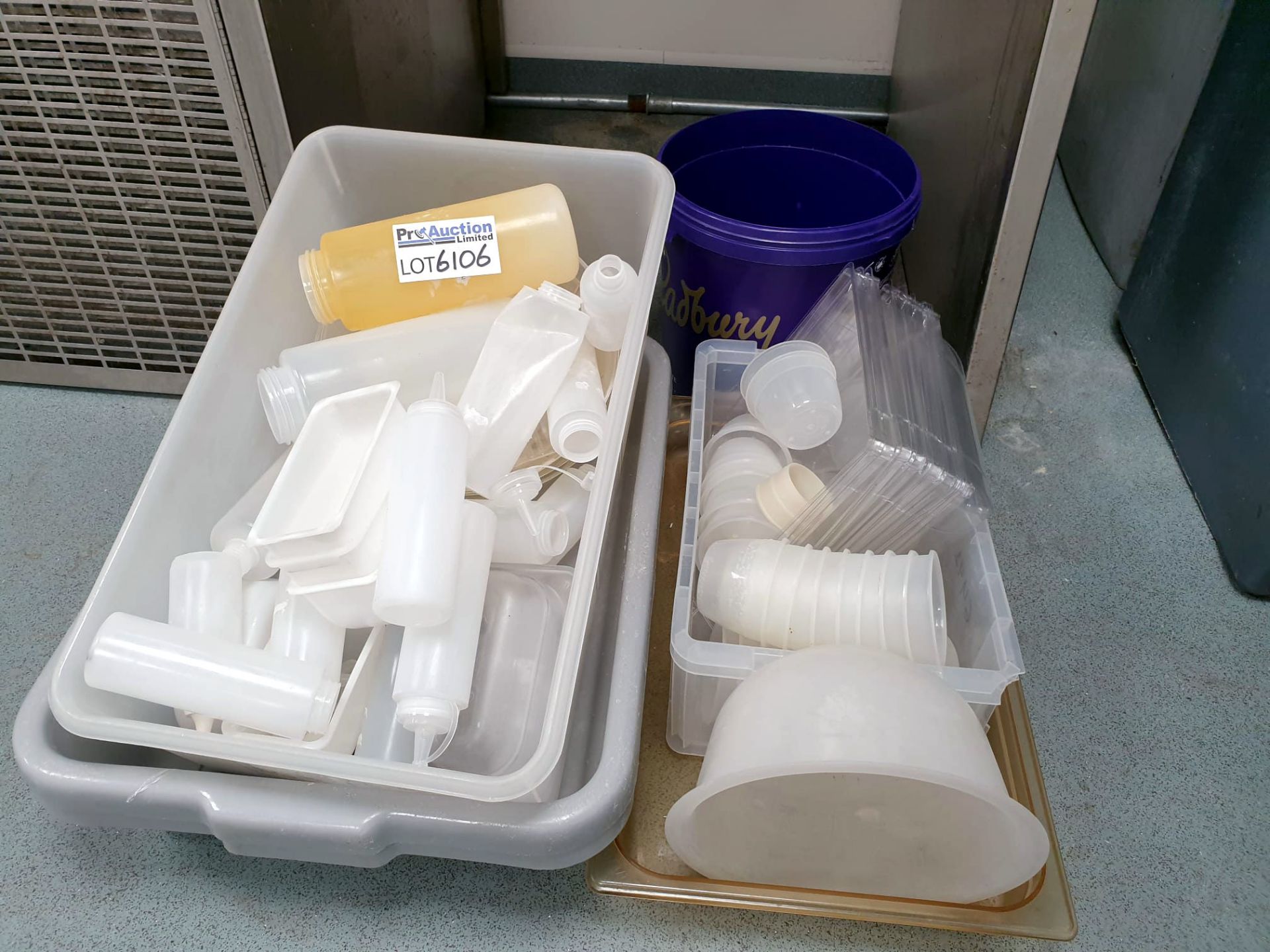 A quantity of various plastic containers as lotted