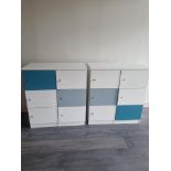 2 x Mobili modern wooden 6 drawer locker cabinets 100 x 50 x 110cm ( not all keys present)