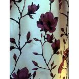 A Pair Drapes Jim Thompson Fabrics Soft Pink Floral Design fully lined pleat top Spans approximately