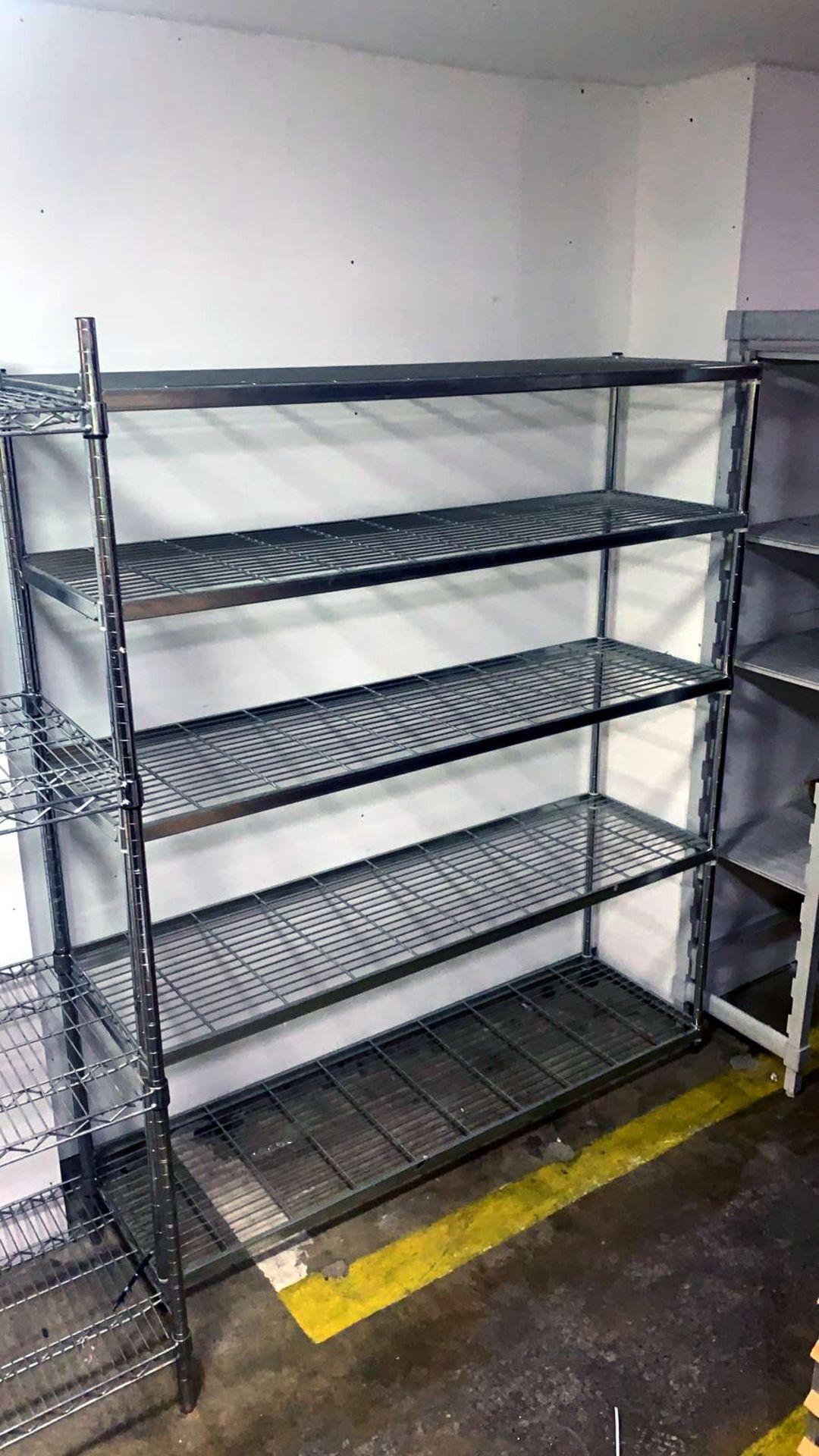 Chrome plated wire static rack 5 tier 150 x 45 x 170cm