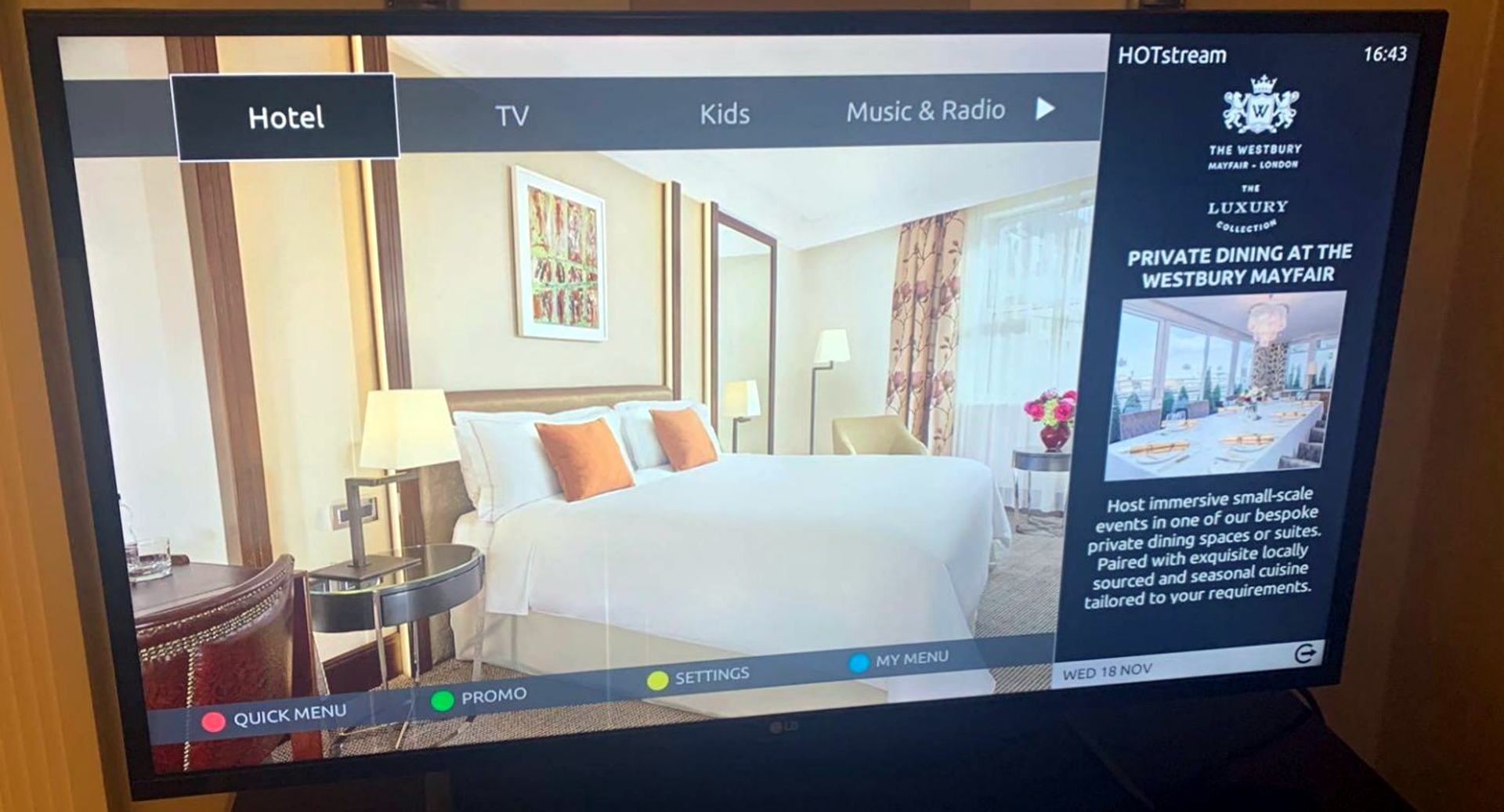 LG 49L X 761H 49" 1080p Full HD Smart Hotel LED Backlit LCD Flat Panel Display TV wall mounted Width