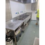 Commercial stainless steel 3 bowl utensil sink 380 x 72 x 85cm ( Buyers contractor to remove at