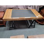 Arthur Brett Stunning Offram Veneer & Leather trestle desk Height 75cm Width 160cm Depth 85cm