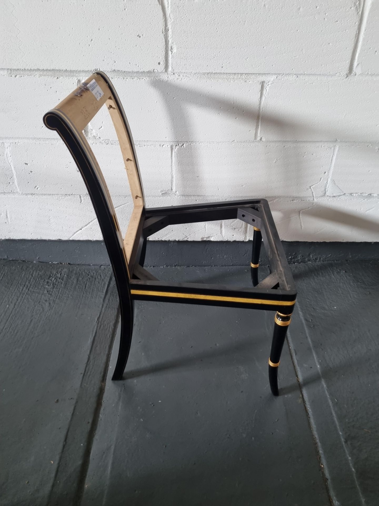 Arthur Brett Ebonised & Gilt Side Chair In bespoke Red Upholstery Regency-Style Upholstered Back - Image 3 of 3