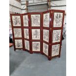 Arthur Brett Custom 5 fold besler screen displays 15 hand printed antique Besler designs unusual