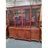 Arthur Brett Late 18th Century-Style Mahogany Breakfront Bookcase With figured veneers and satinwood