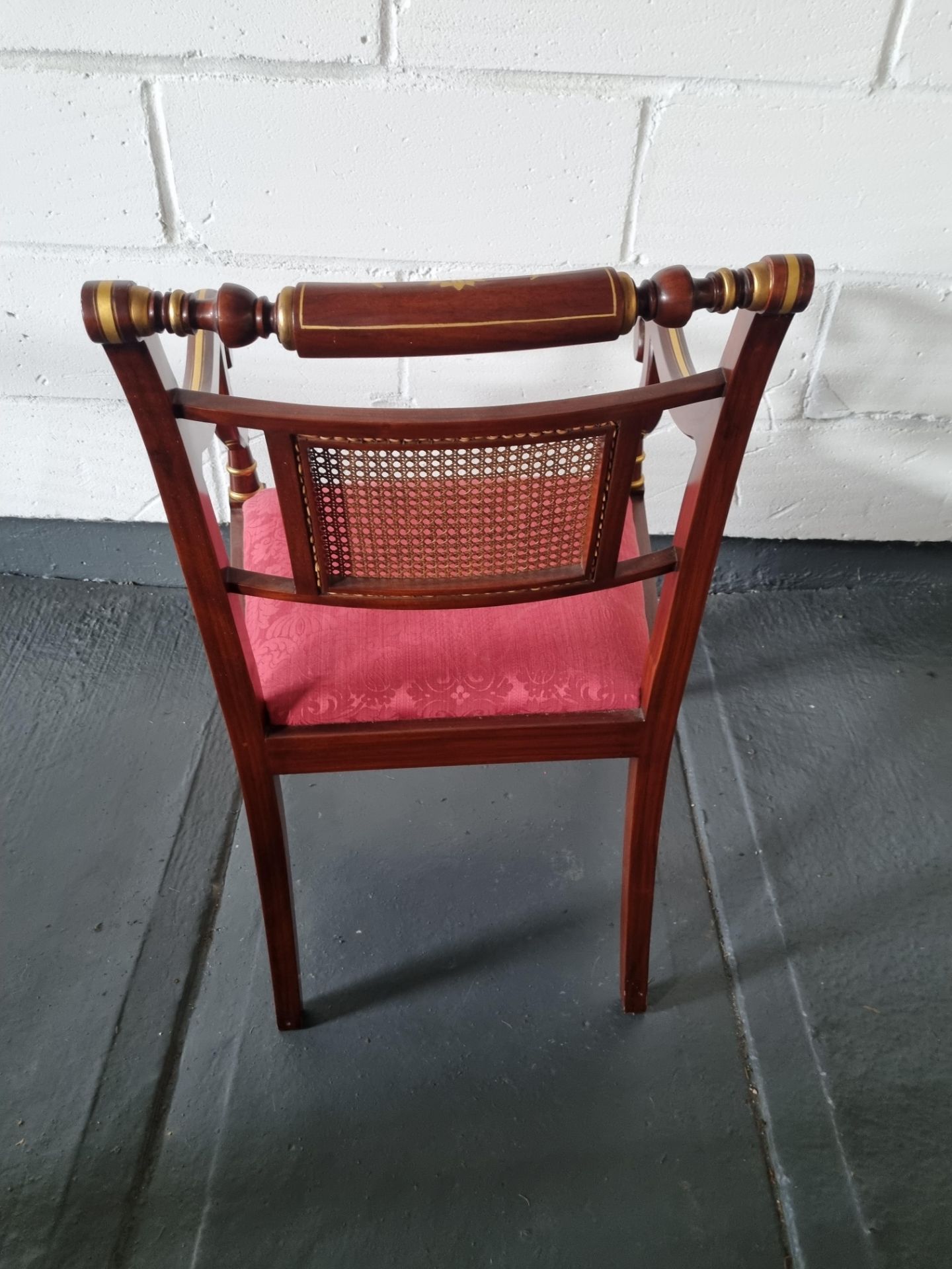 Arthur Brett Arm Chair Regency-Style Chair Bespoke Red Unupholstered In Rosewood Colour Finish - Image 4 of 4