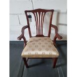 Arthur Brett Georgian-Style Mahogany Sunbury Park Dining Arm Chair With Bespoke Cream/Gold