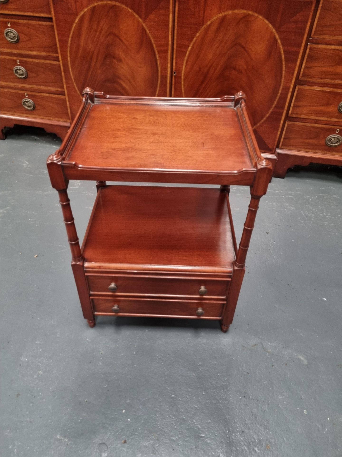 Arthur Brett Mahogany Two Tier End Table With Two Drawers, Modelled From The Lower Section Of A - Bild 2 aus 3