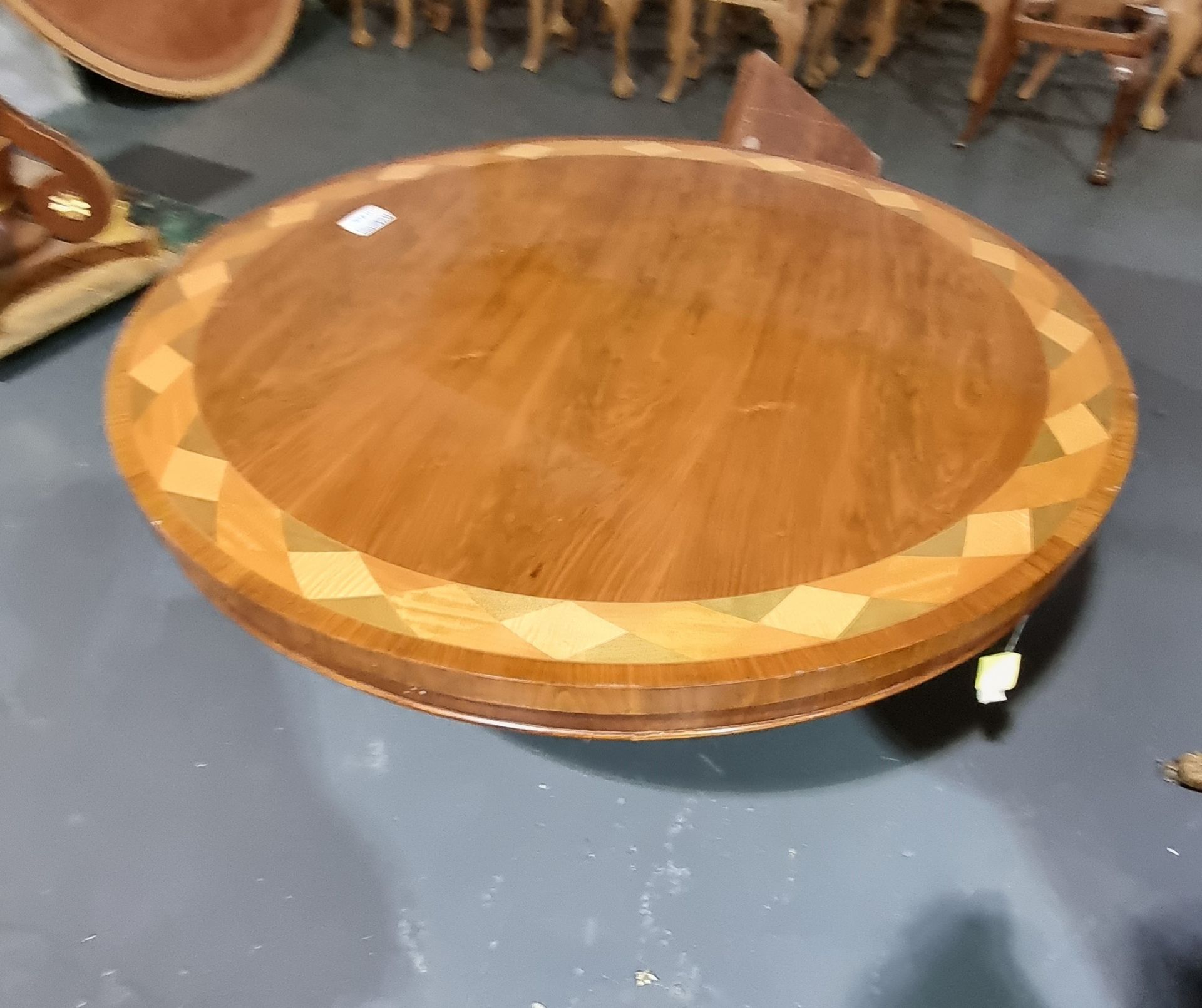 Needs repair Arthur Brett Walnut Centre Table supported by classical scroll base adorned with an - Image 3 of 4