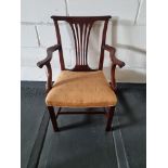 Arthur Brett Mahogany Dining Arm Chair With Spindle Detail To Back And Carved Tapered Front Legs