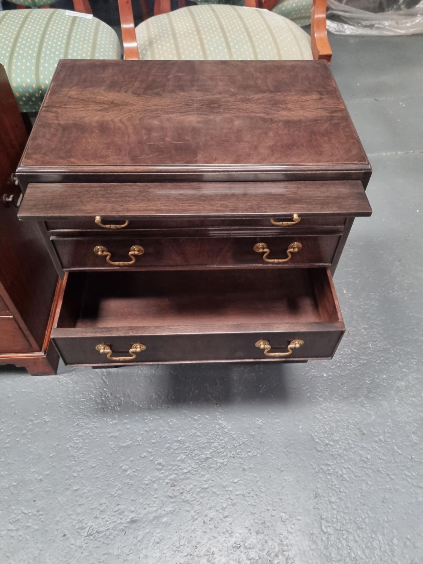 Arthur Brett Walnut 4 drawer chest with slide Height 63cm Width 58cm Depth 38cm